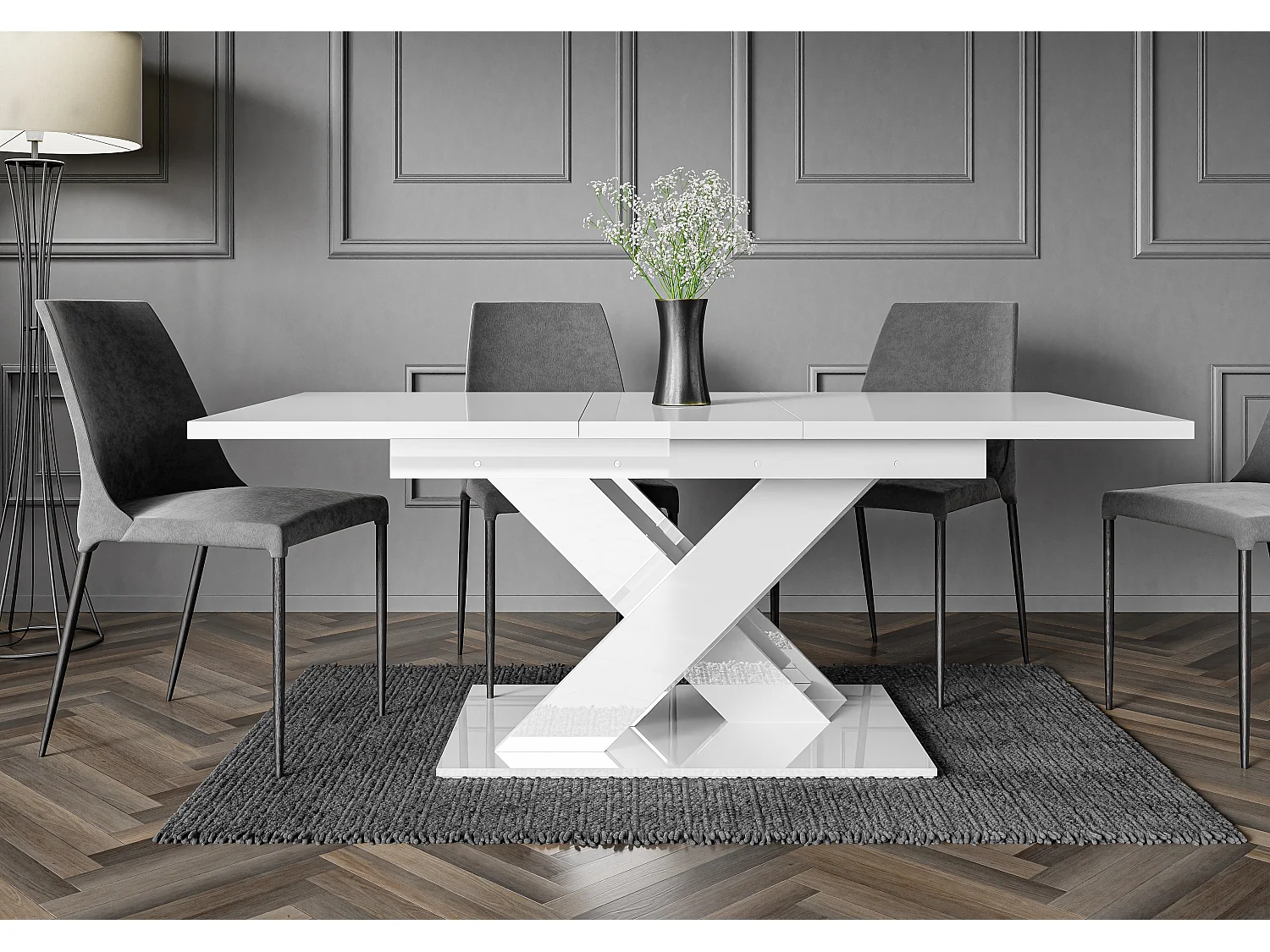 Onyx stół biały połysk