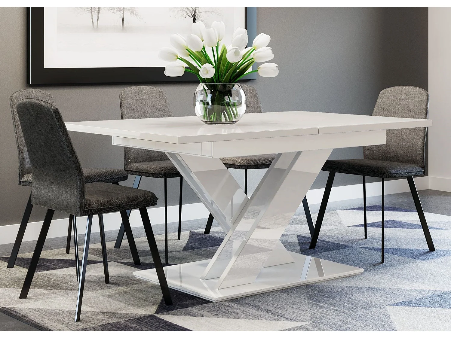 Onyx stół biały połysk