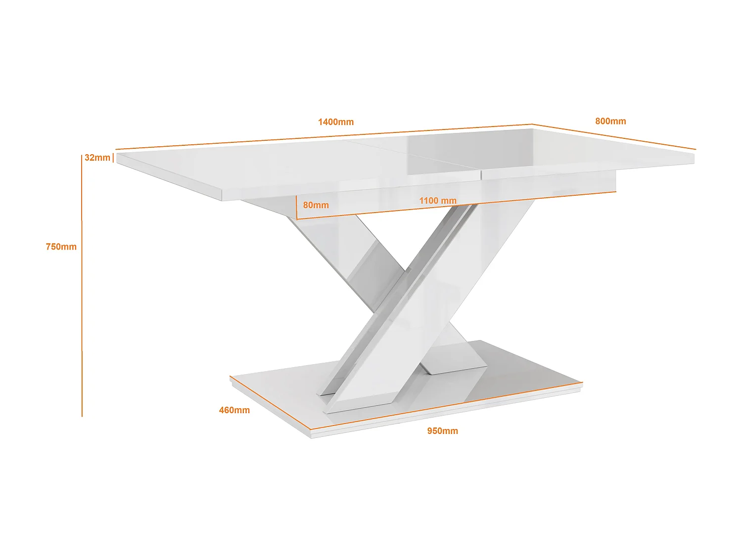 Onyx stół biały połysk sonoma