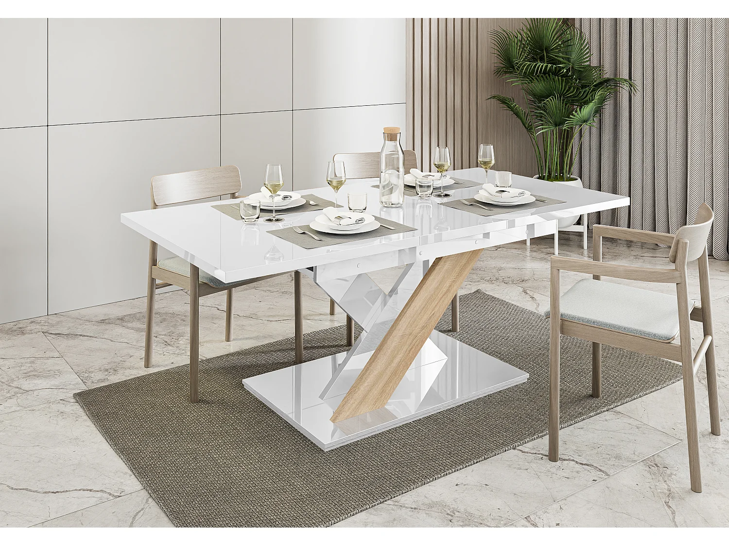 Onyx stół biały połysk sonoma