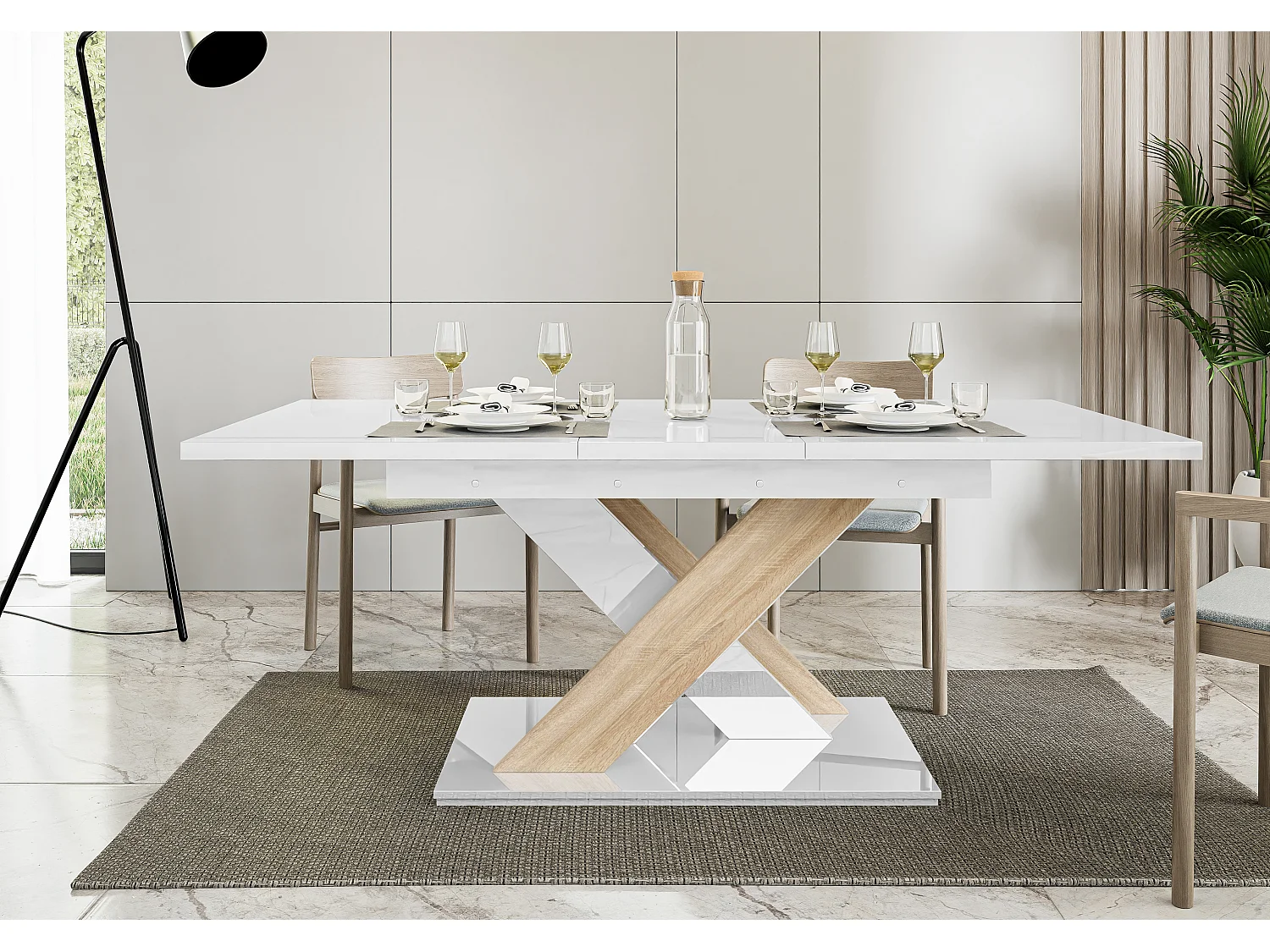 Onyx stół biały połysk sonoma