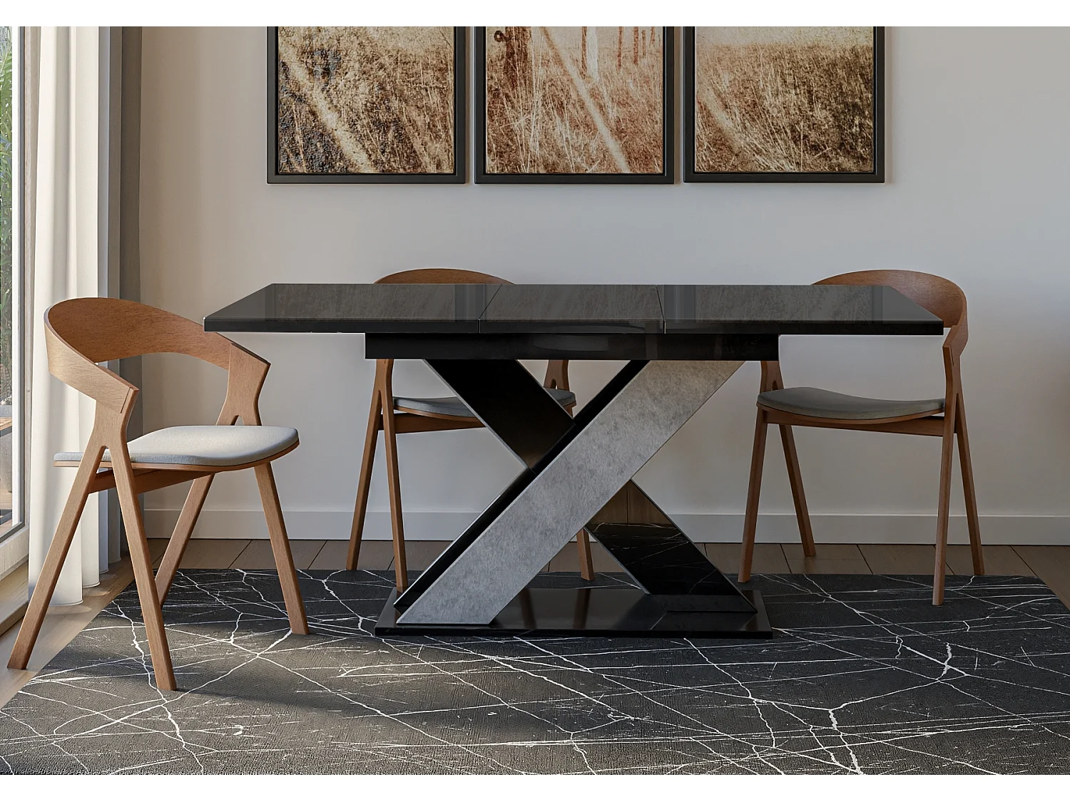 Xara stół czarny połysk beton