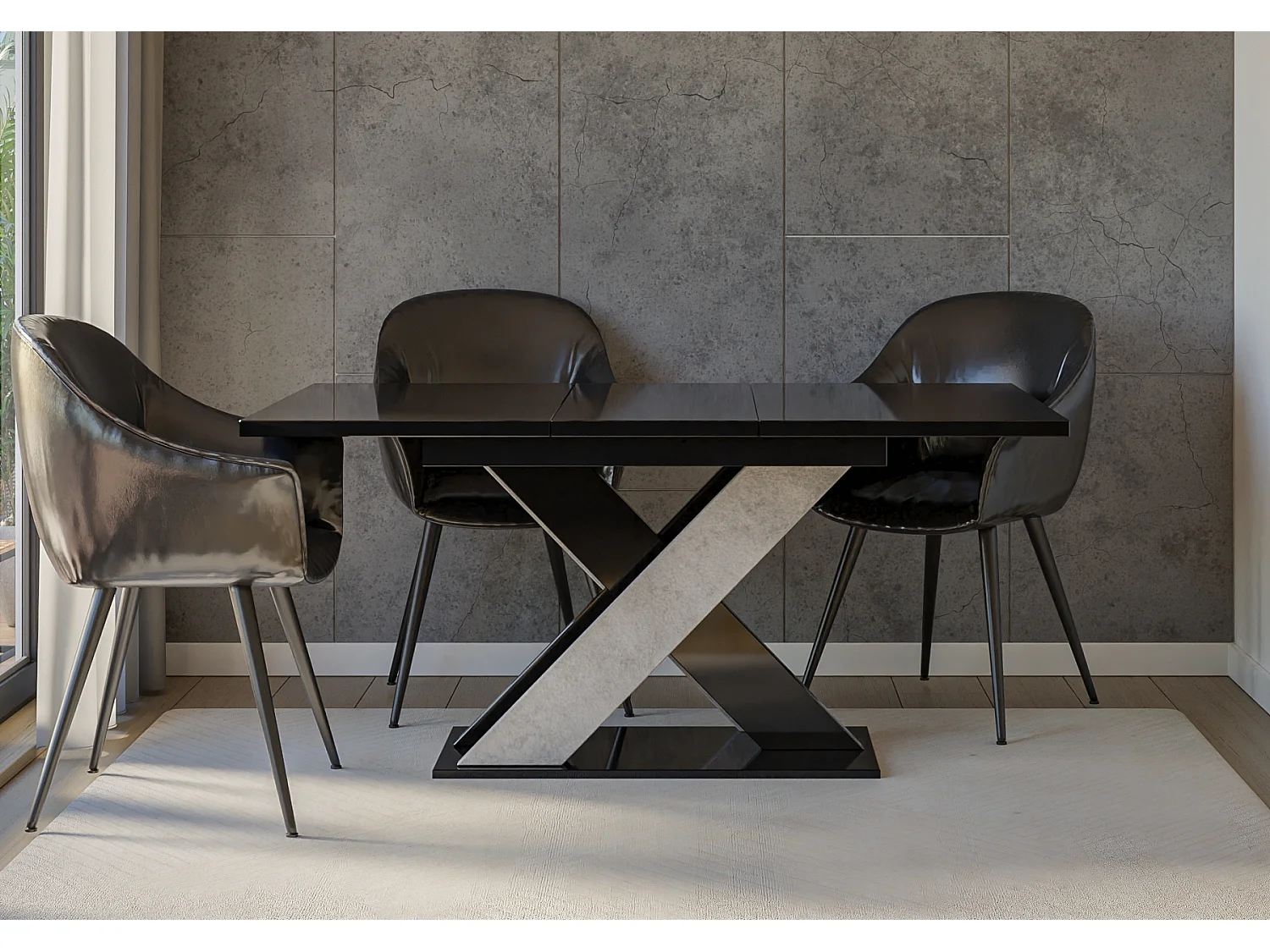 Xara stół czarny połysk beton