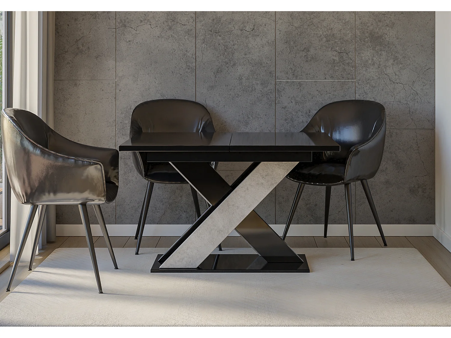 Xara stół czarny połysk beton