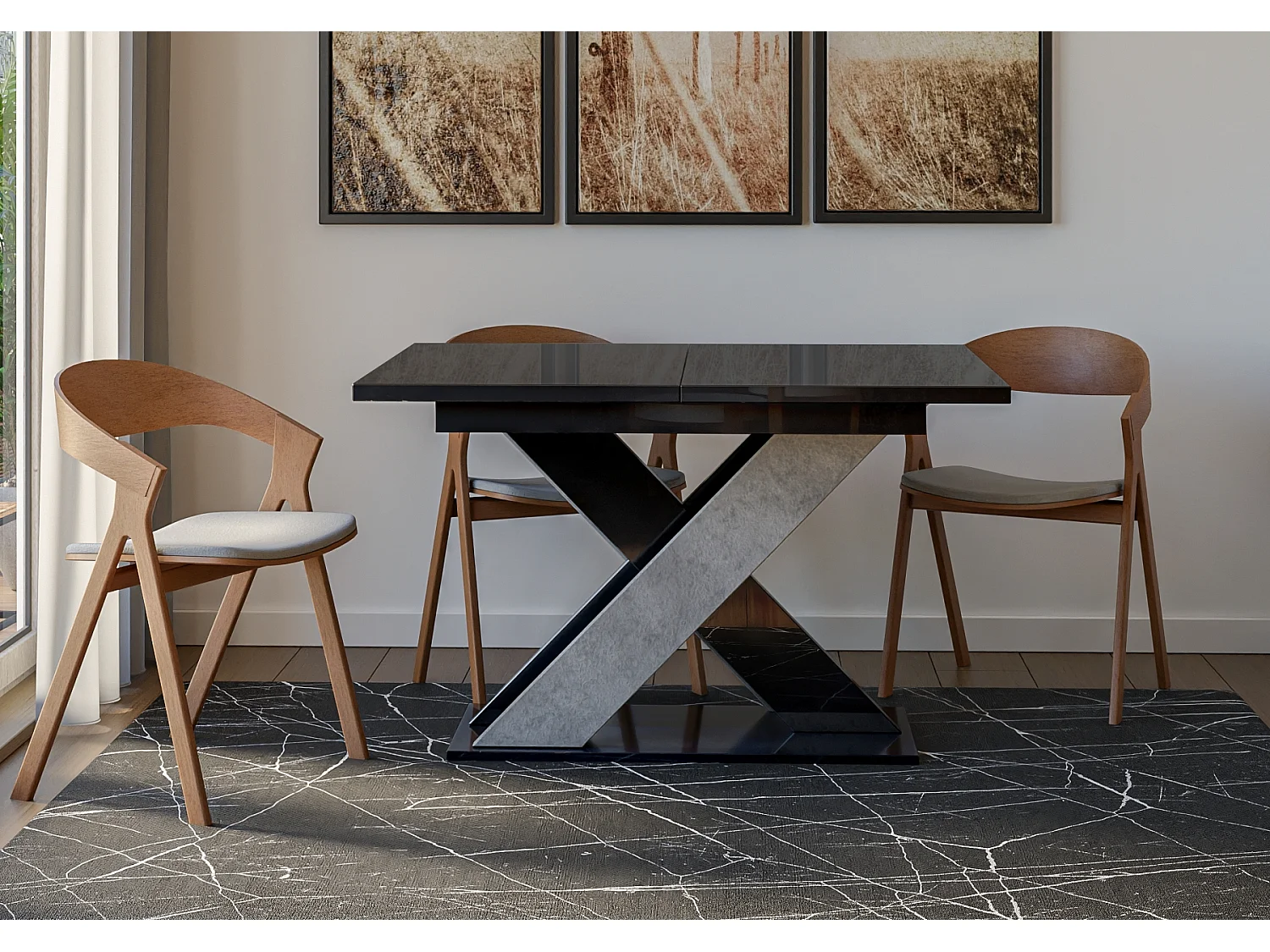 Xara stół czarny połysk beton