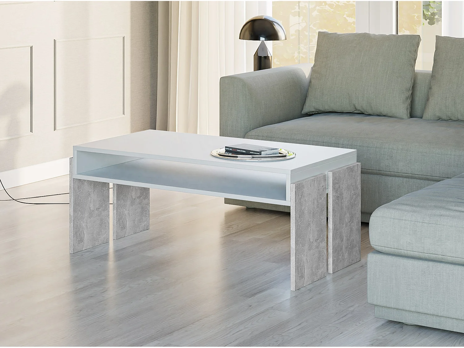 Umba ława biały mat/beton