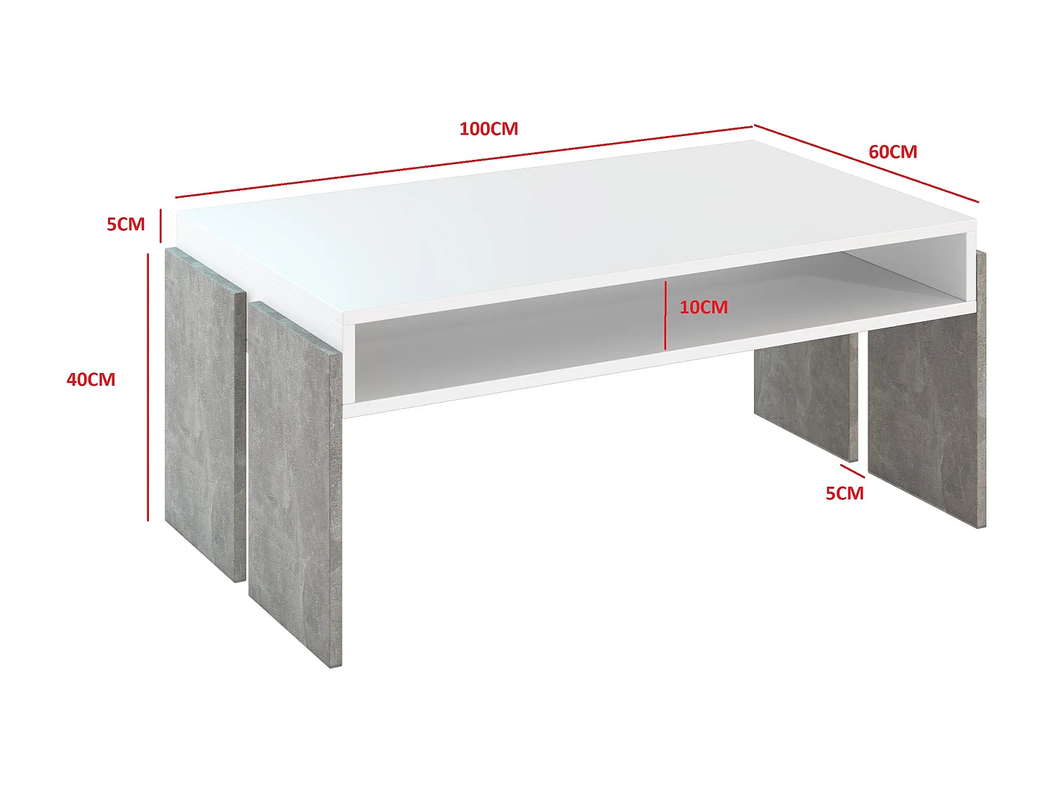 Umba ława biały mat/beton