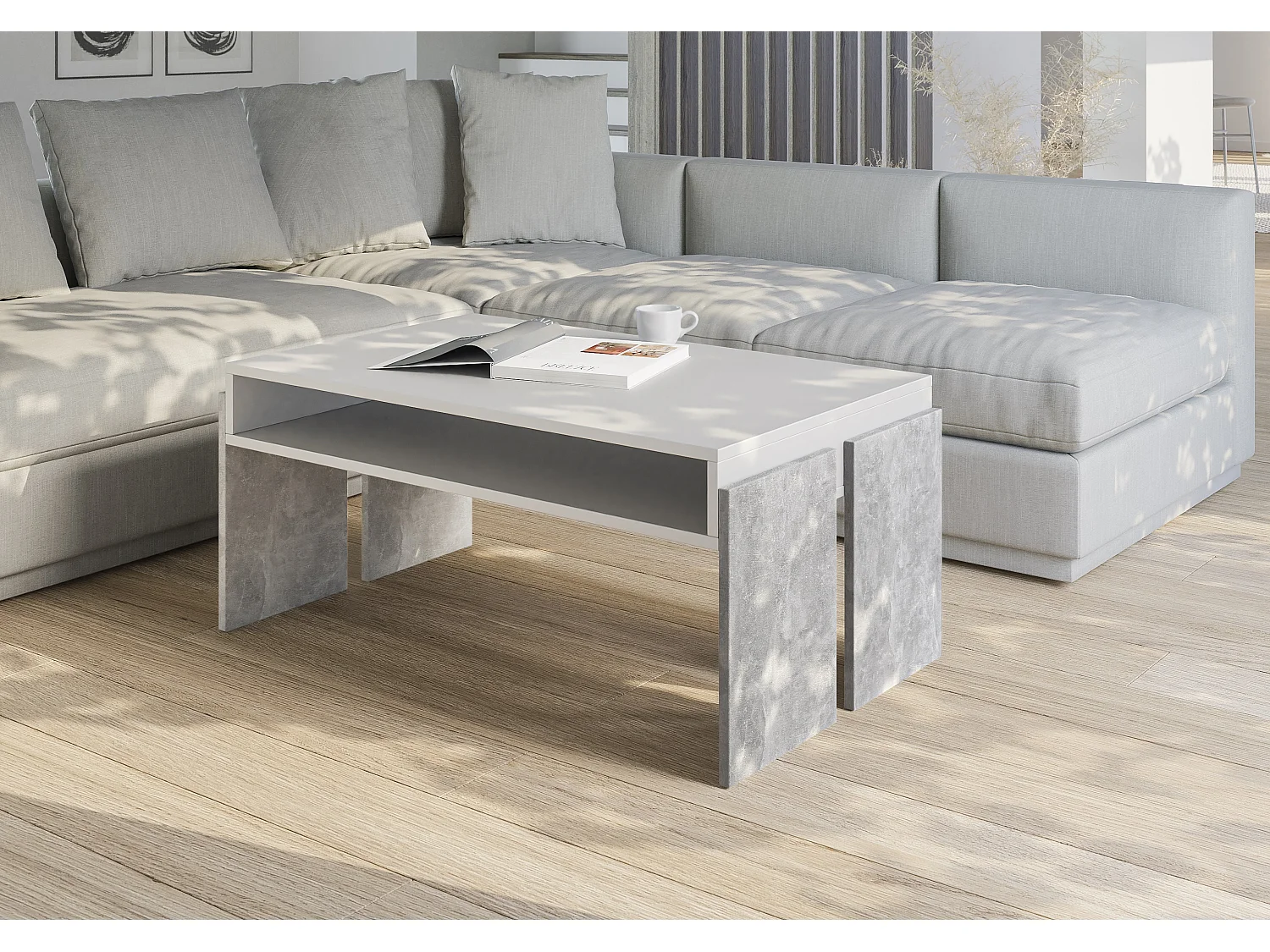 Umba ława biały mat/beton