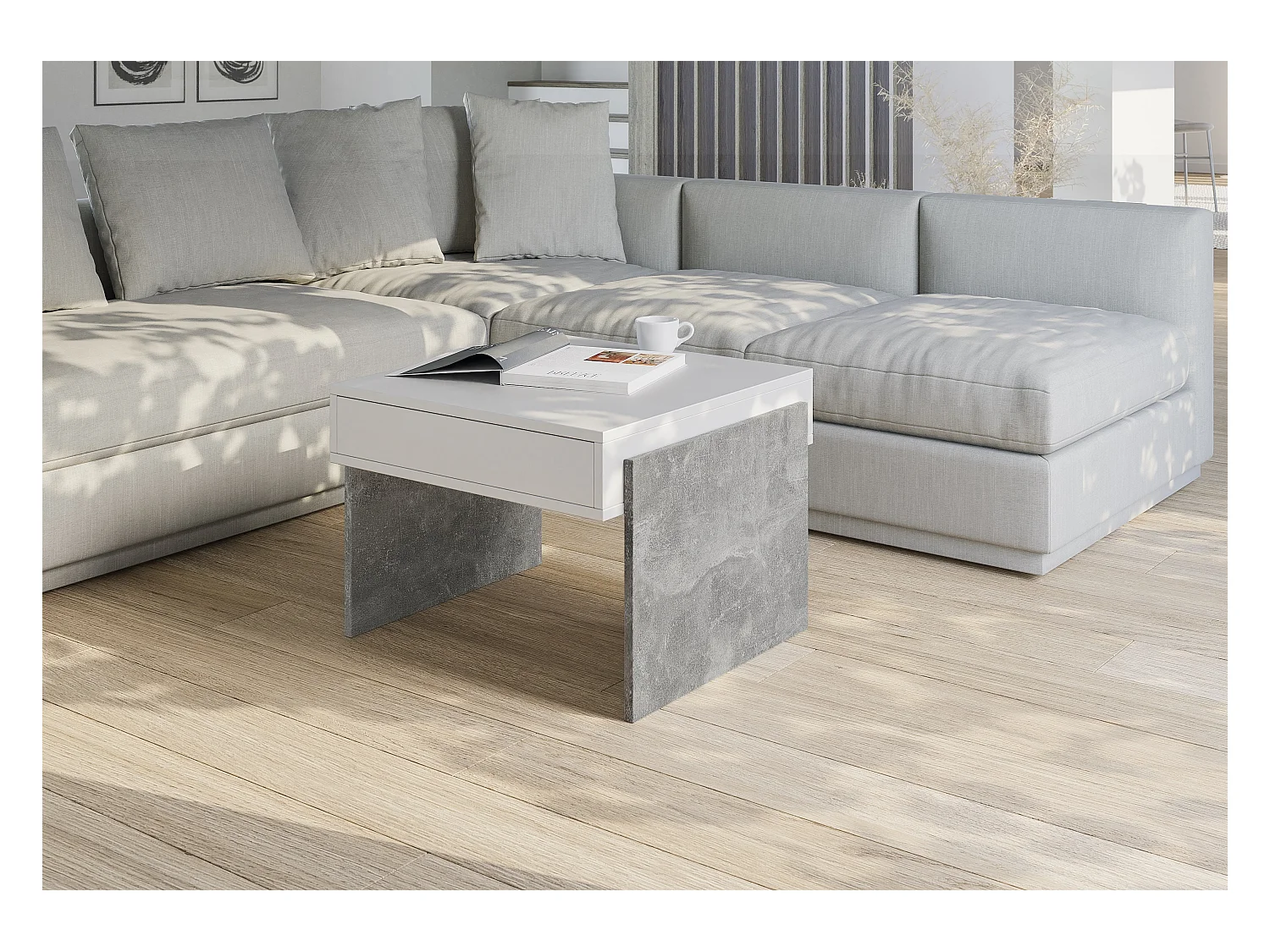 Zhara ława biały mat/beton