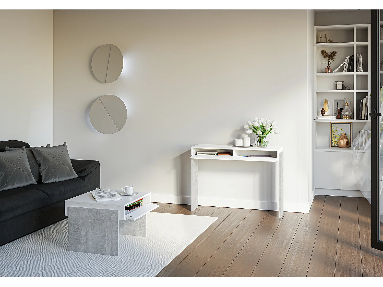 Zhara ława biały mat/beton