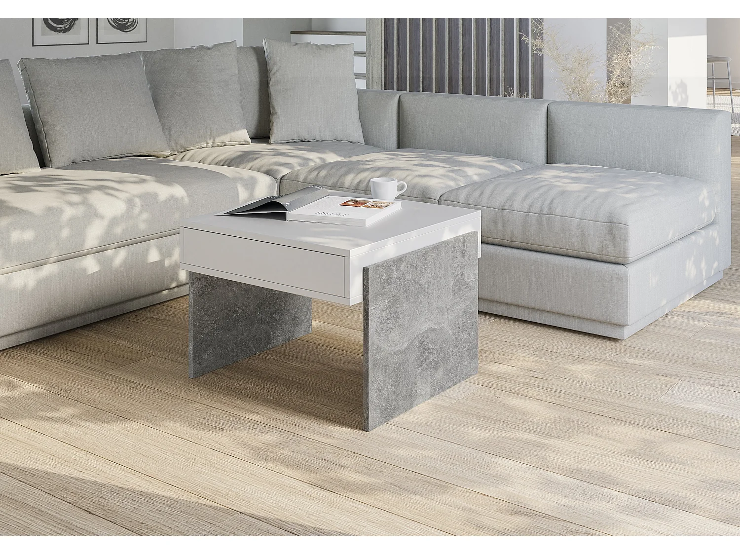 Zhara ława biały mat/beton