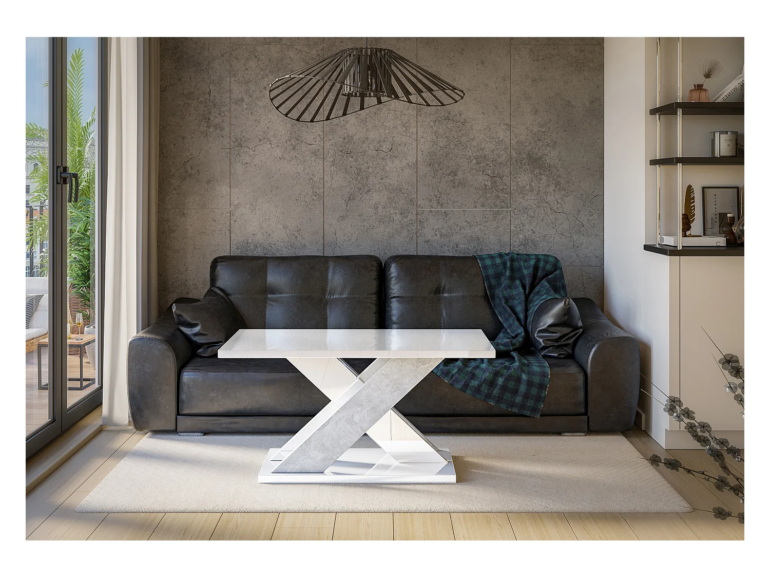 Xara ława biały połysk beton