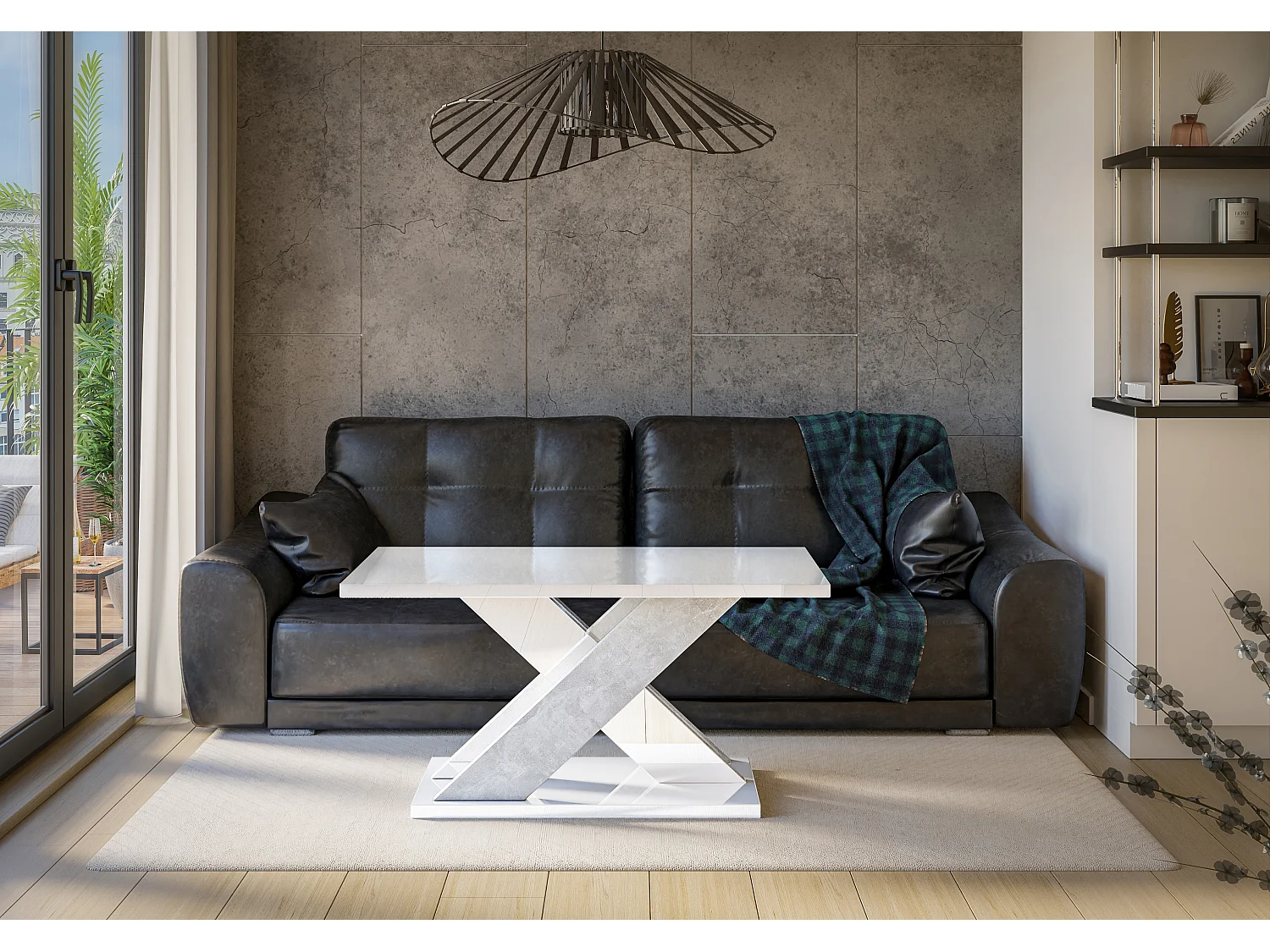 Xara ława biały połysk beton