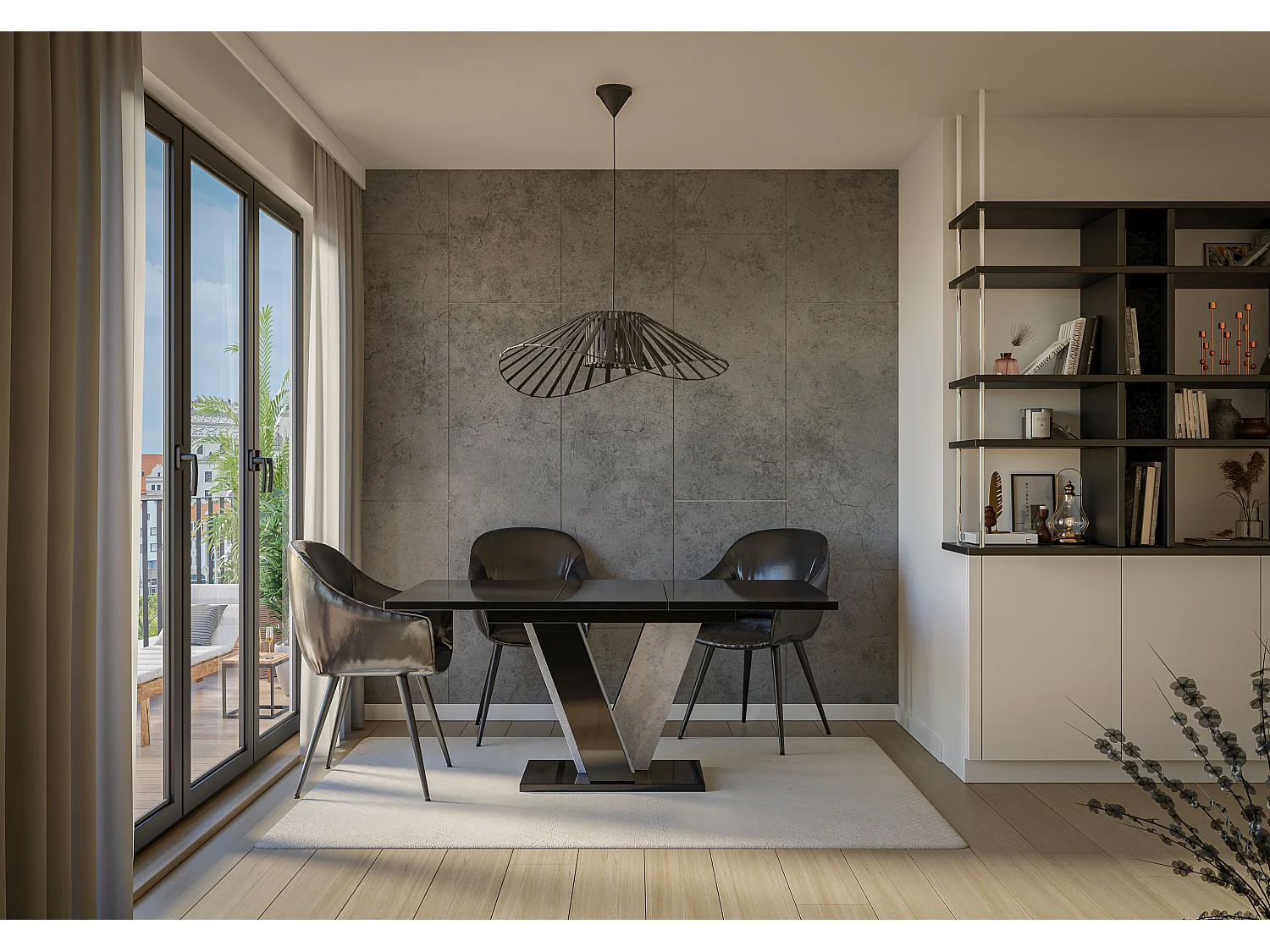 Nevi stół czarny połysk beton