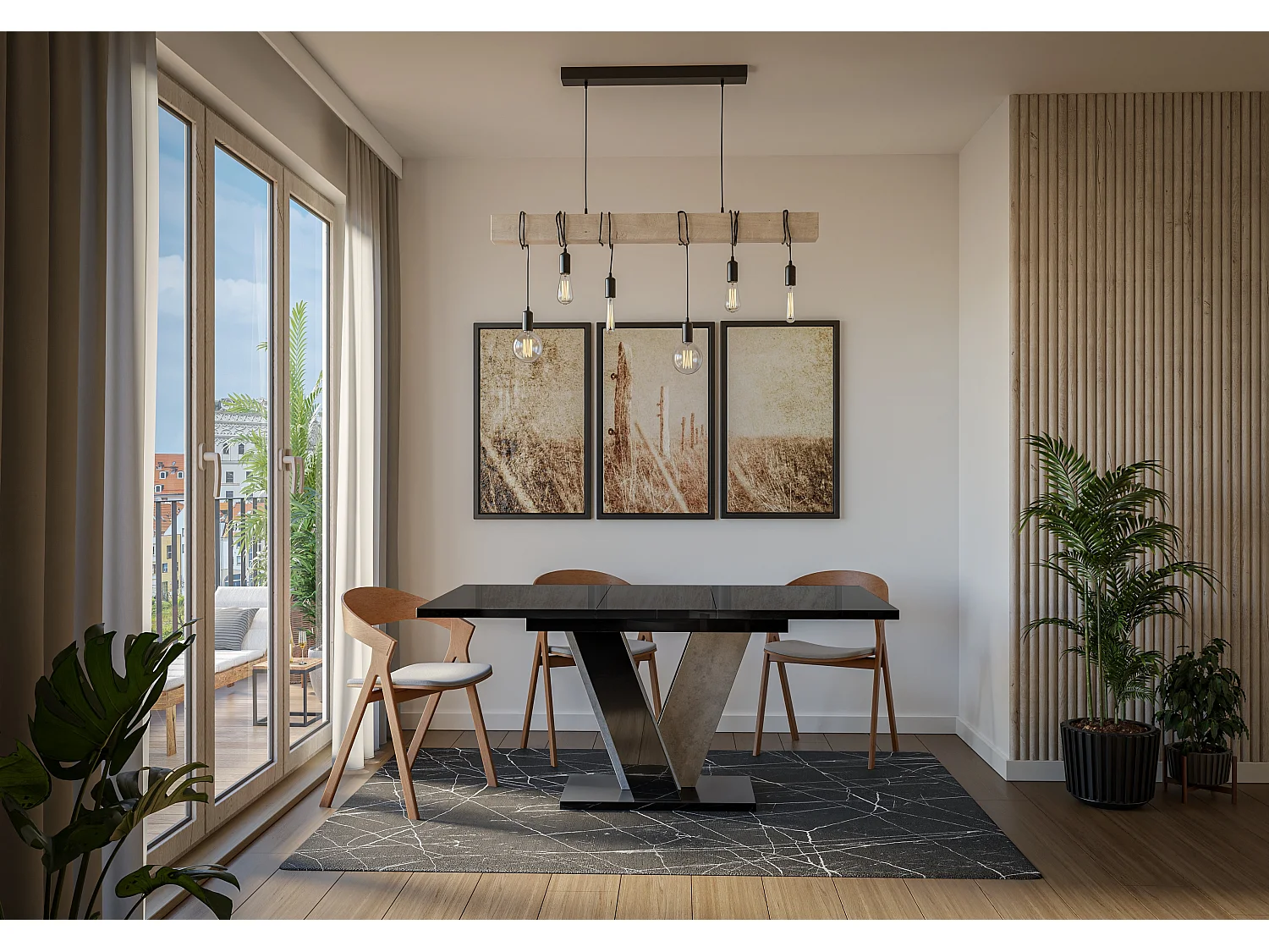 Nevi stół czarny połysk beton