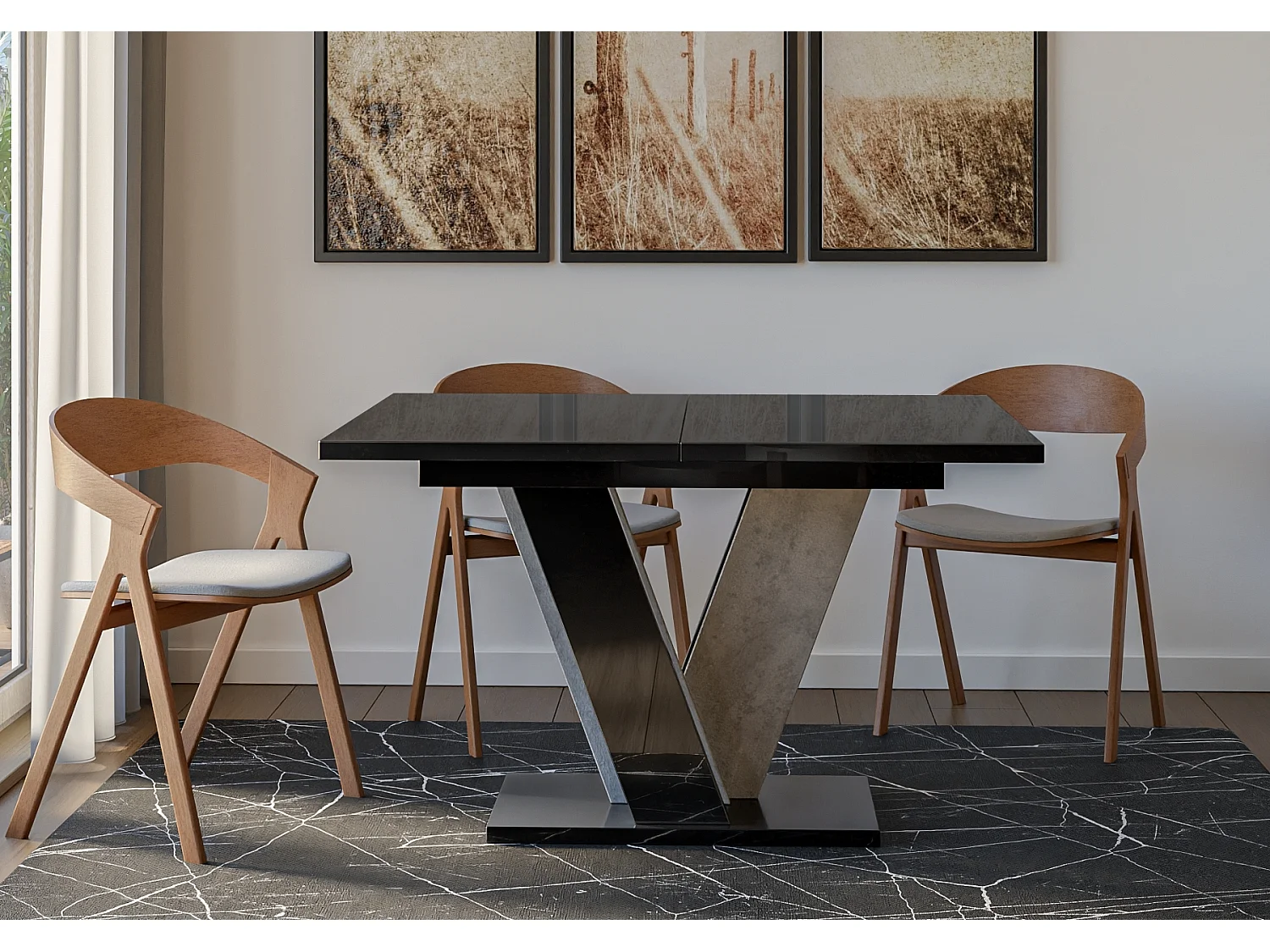 Nevi stół czarny połysk beton