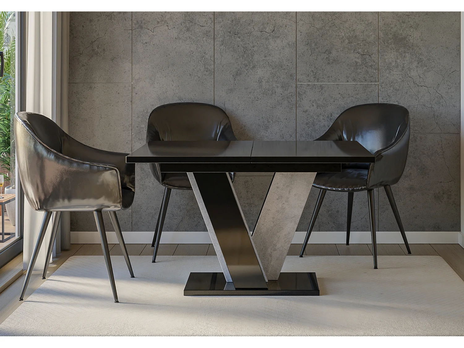 Nevi stół czarny połysk beton