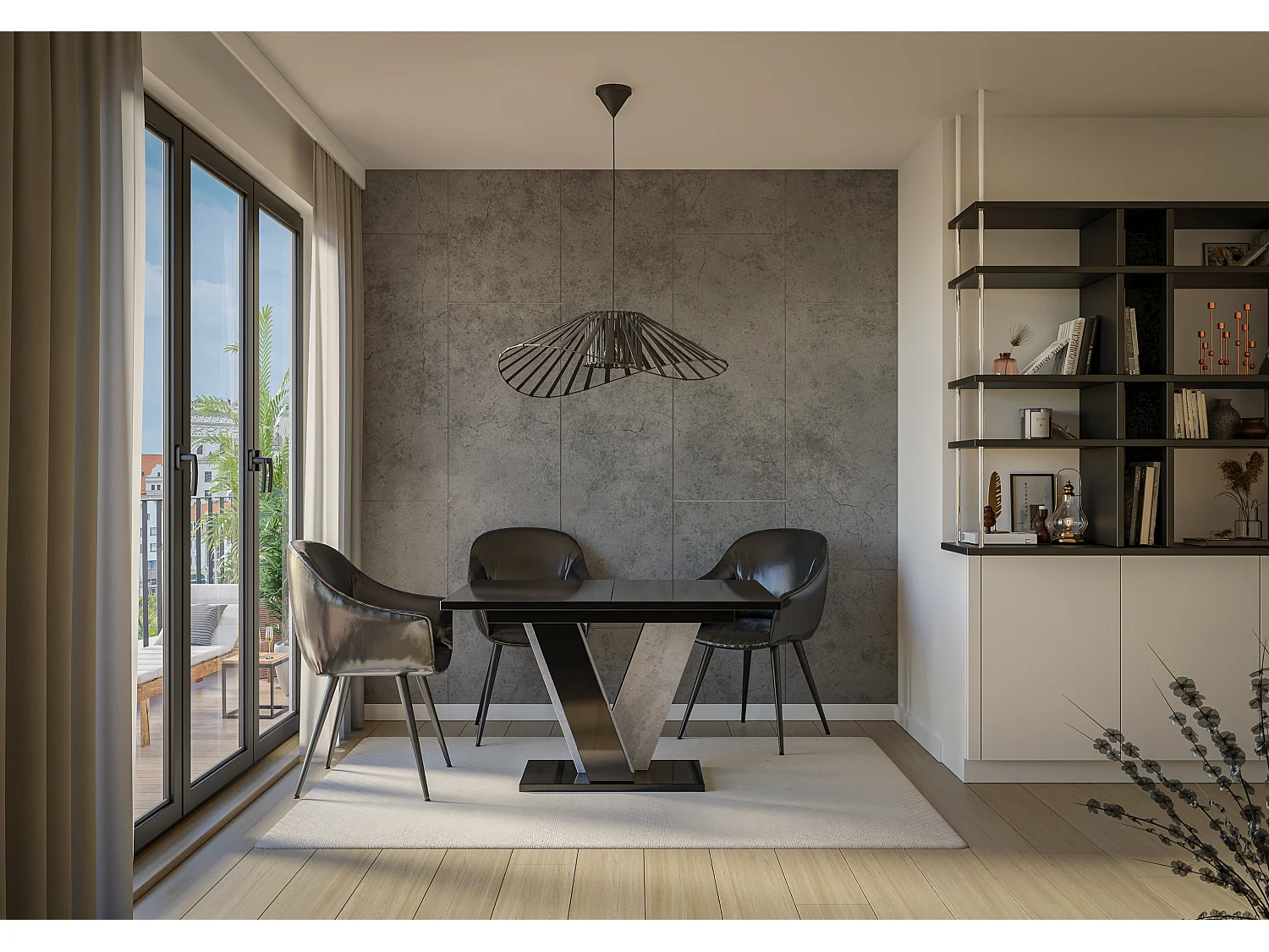 Nevi stół czarny połysk beton