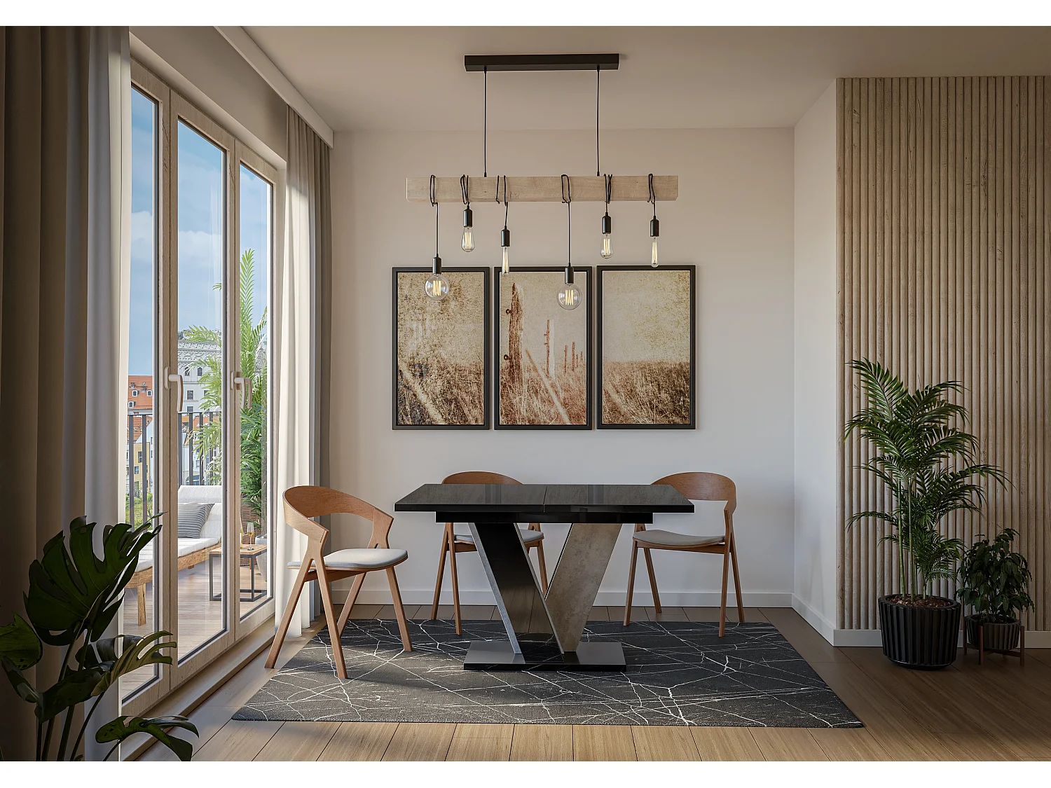 Nevi stół czarny połysk beton