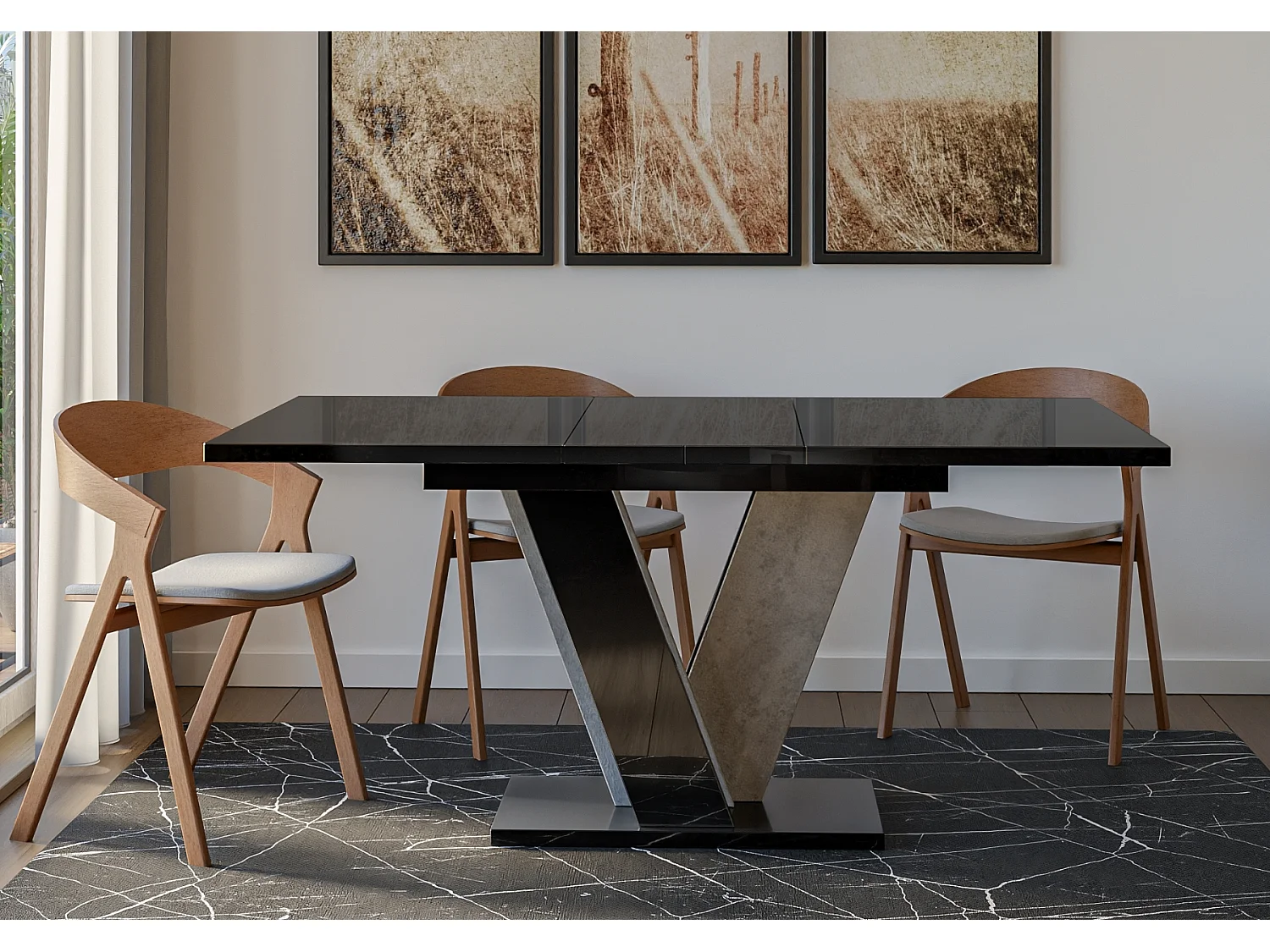 Nevi stół czarny połysk beton