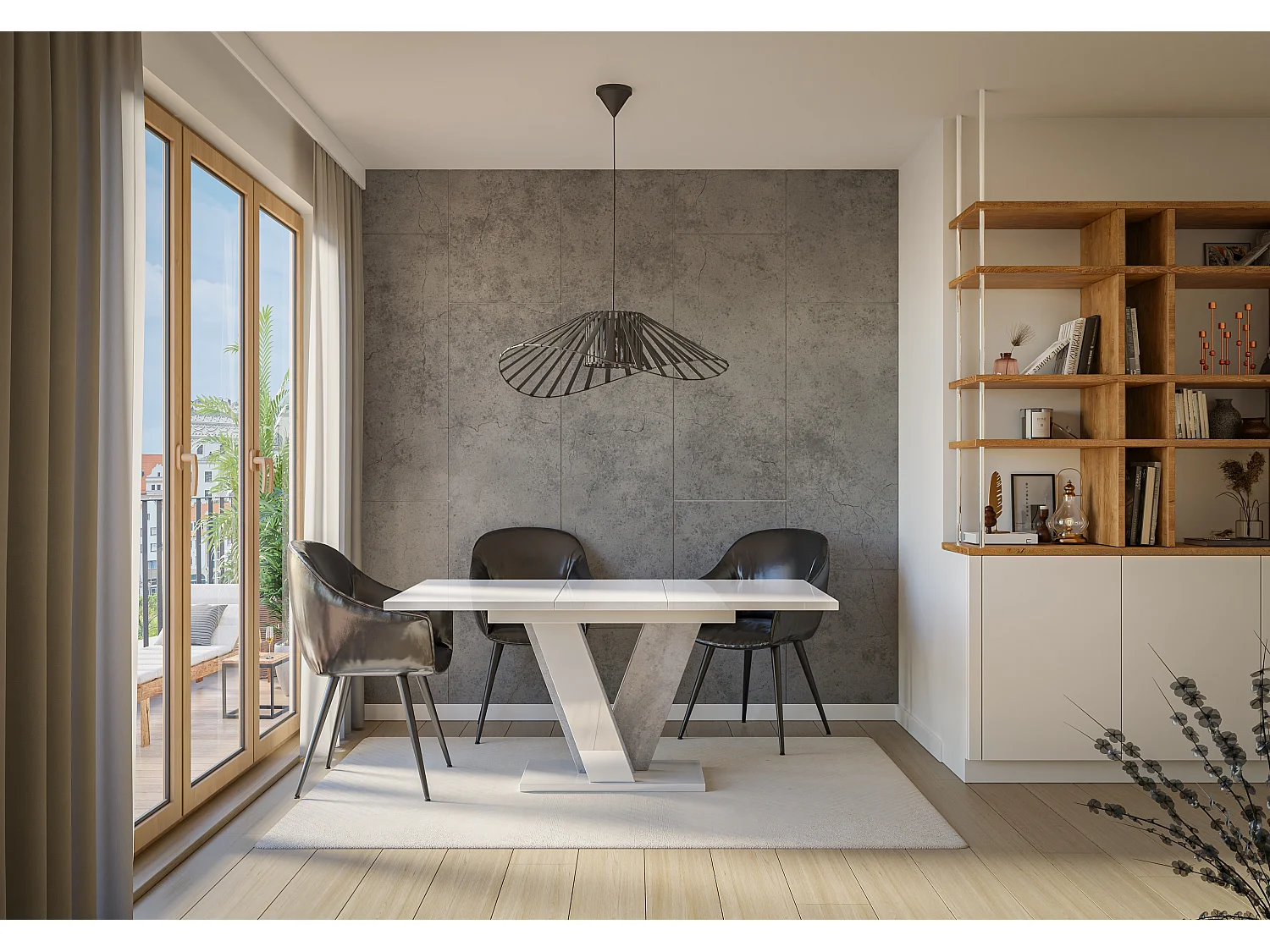 Nevi stół biały połysk beton