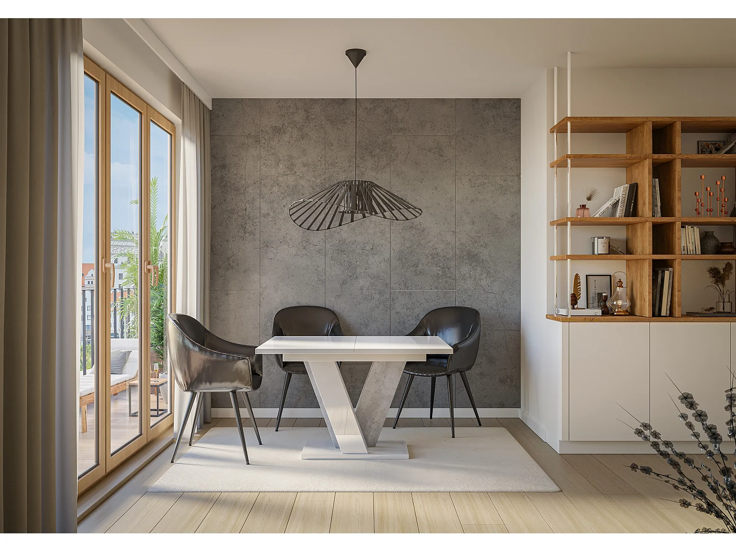 Nevi stół biały połysk beton