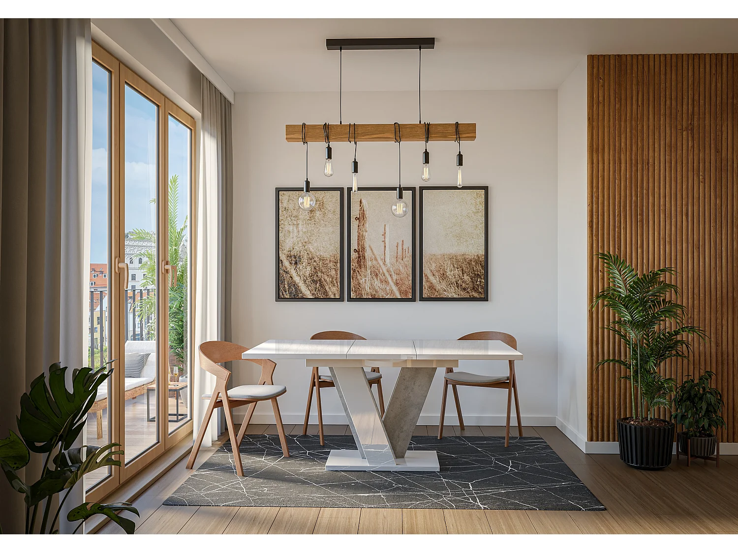 Nevi stół biały połysk beton