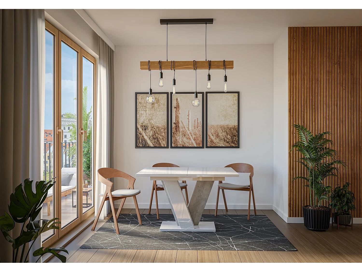 Nevi stół biały połysk beton