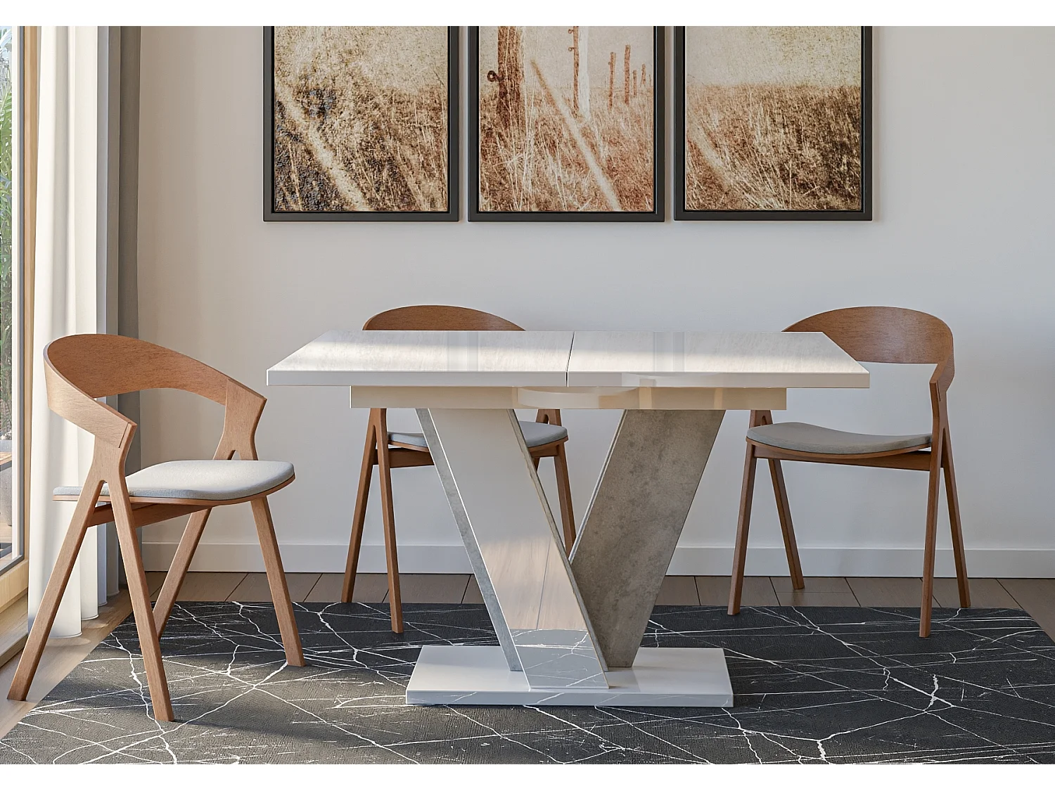 Nevi stół biały połysk beton