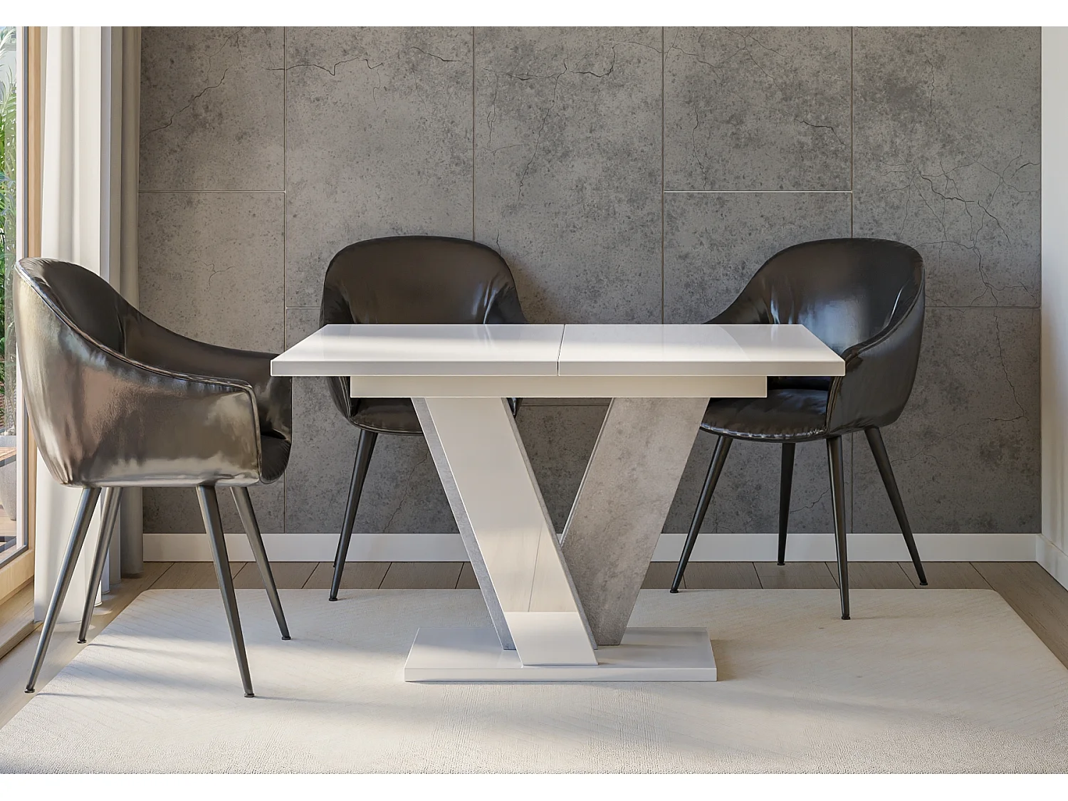 Nevi stół biały połysk beton