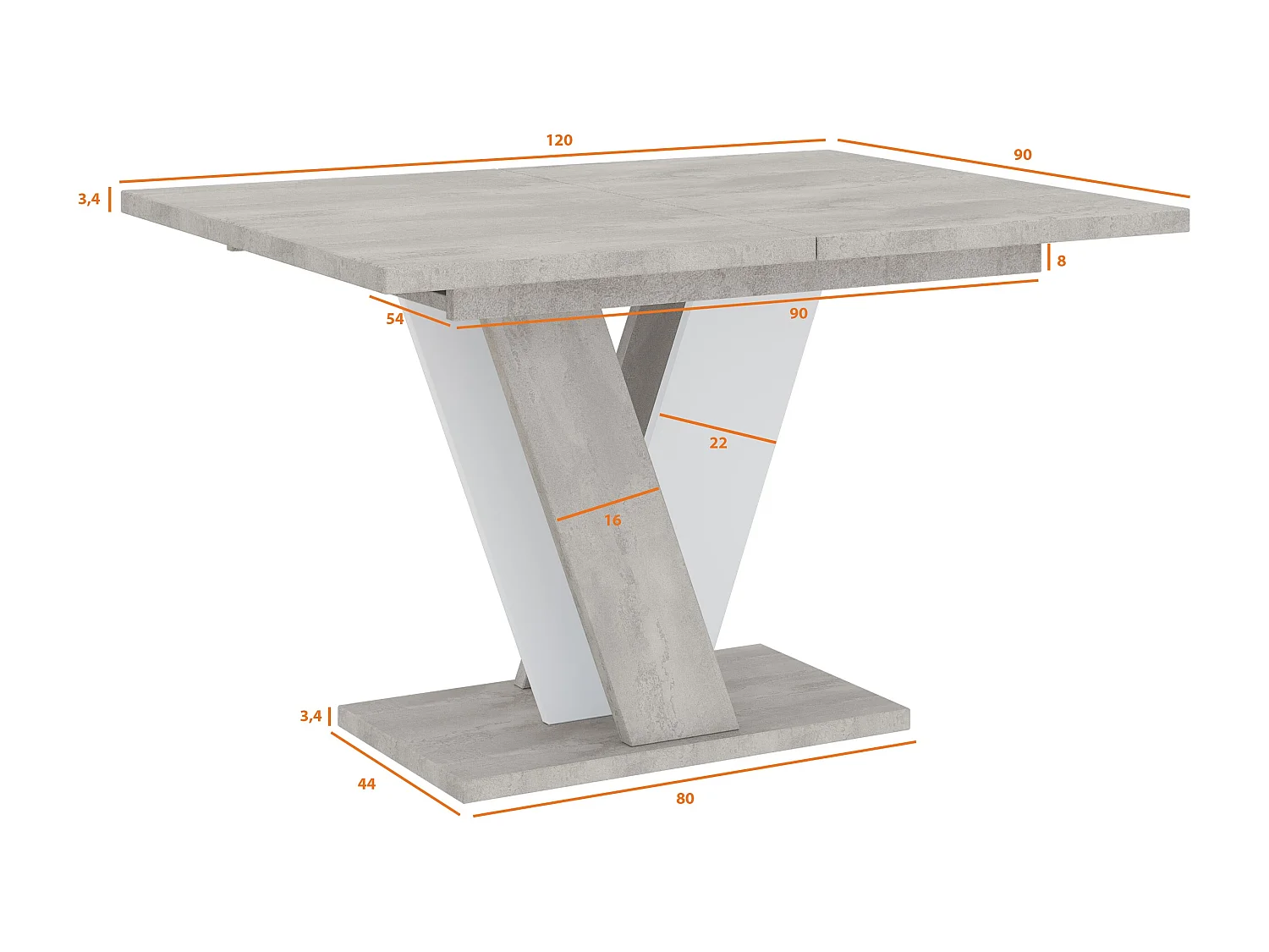 Nevi stół biały połysk beton