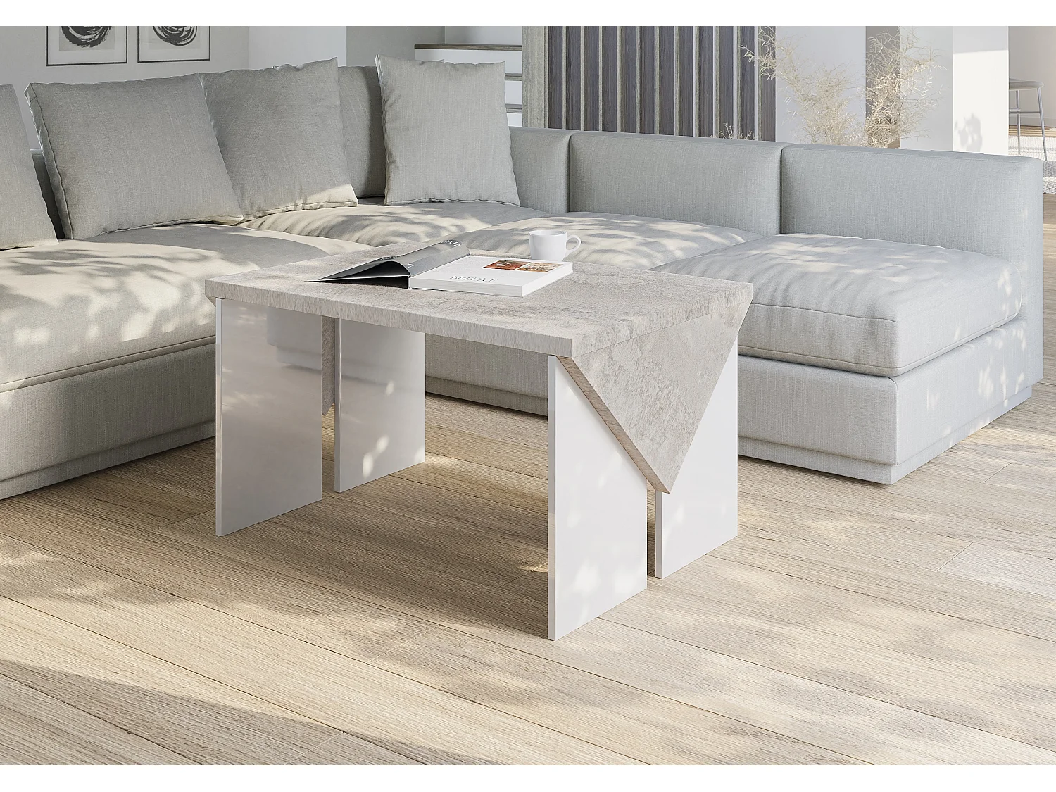 Trop ława K350 Concrete Flow/biały połysk