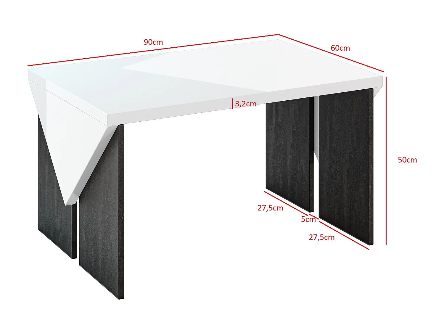 Trop ława K350 Concrete Flow/biały połysk