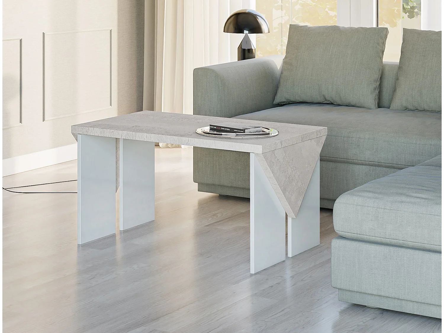 Trop ława K350 Concrete Flow/biały połysk