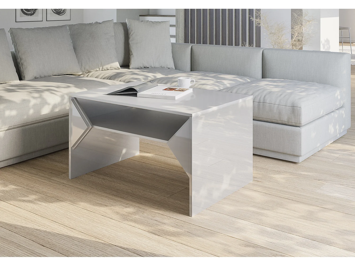 Tuffle ława biały połysk