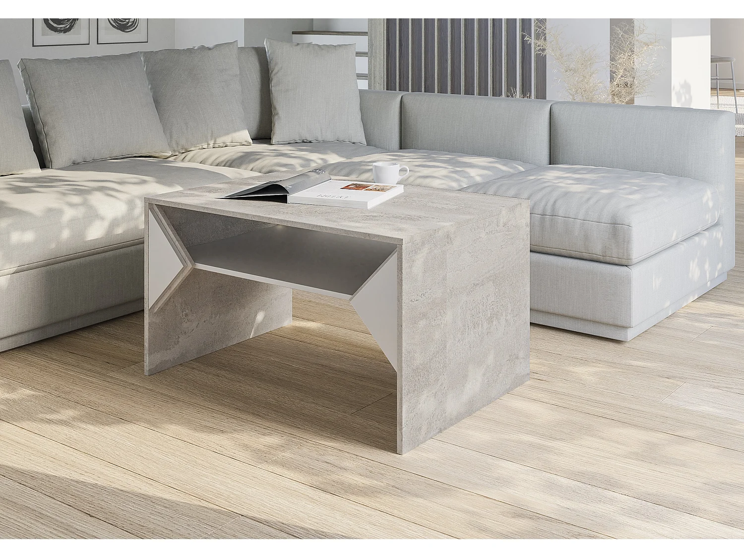 Tuffle ława K350 Concrete Flow/biały połysk