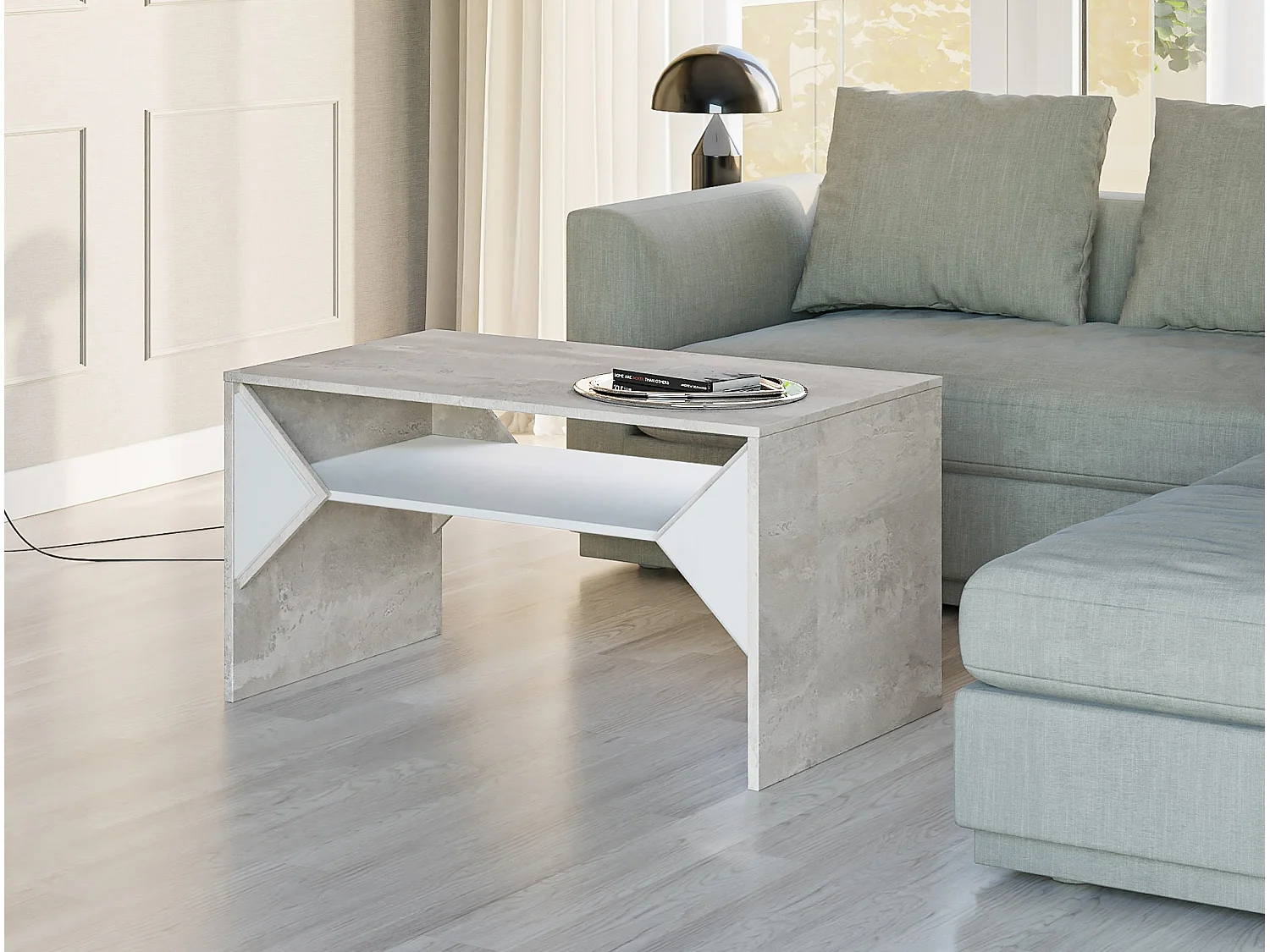 Tuffle ława K350 Concrete Flow/biały połysk