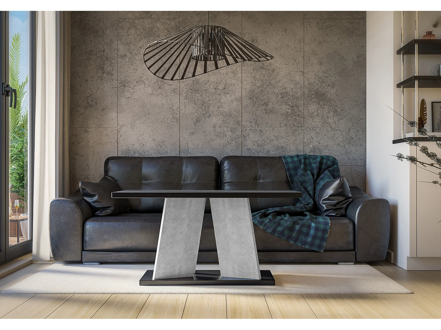 Muro ława czarny połysk beton