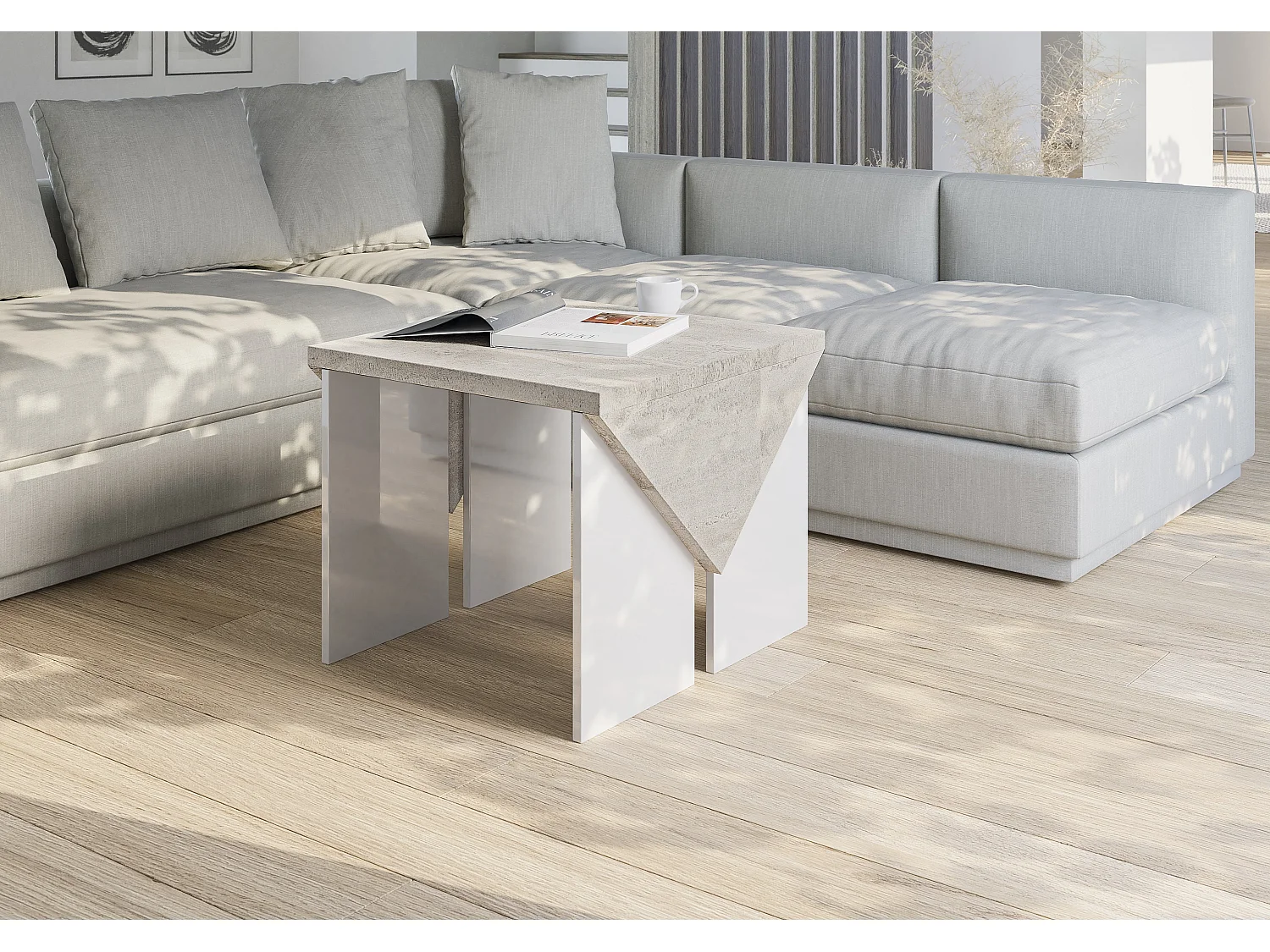 Trop mini ława K350 Concrete Flow/biały połysk