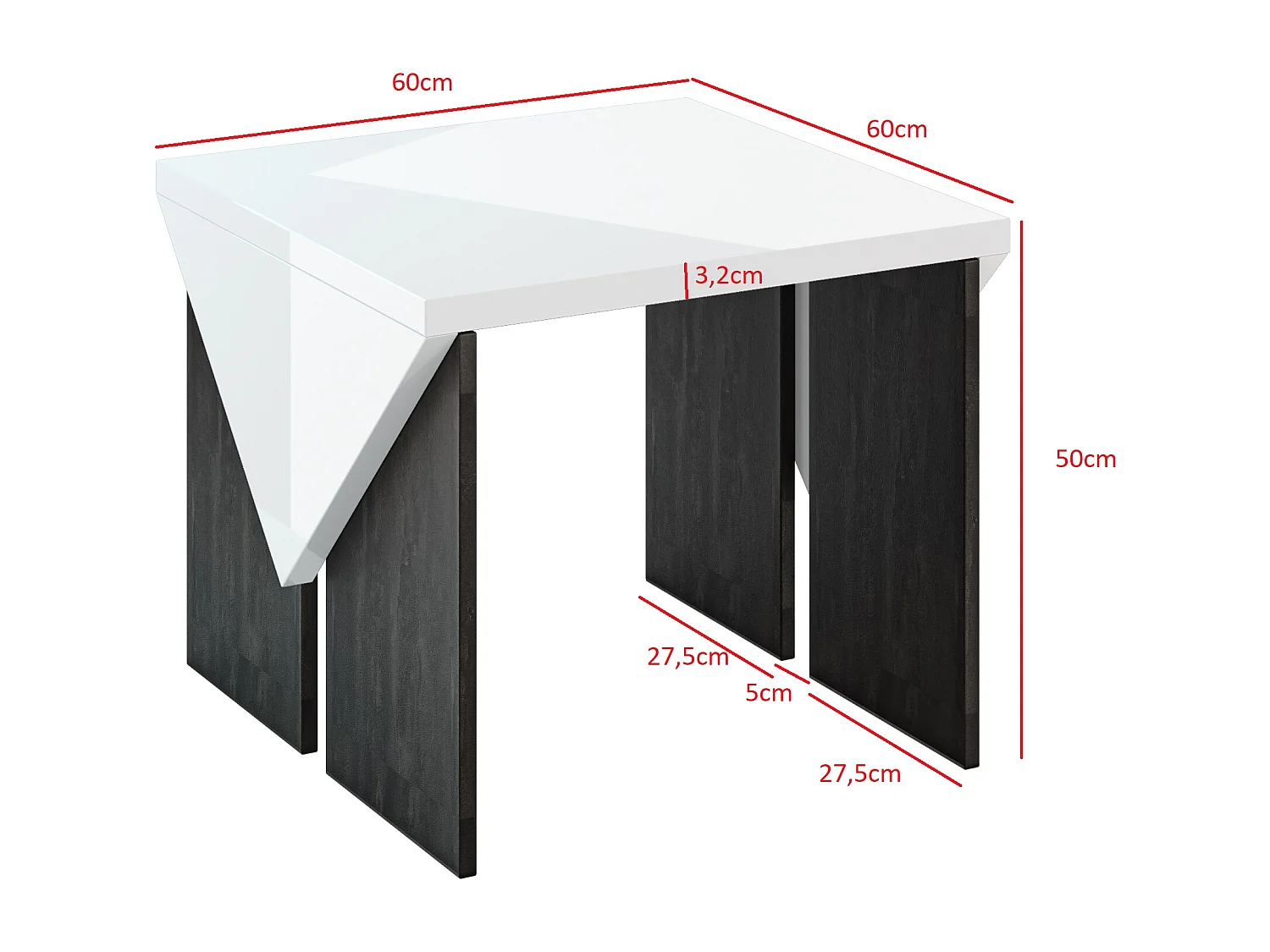 Trop mini ława K350 Concrete Flow/biały połysk