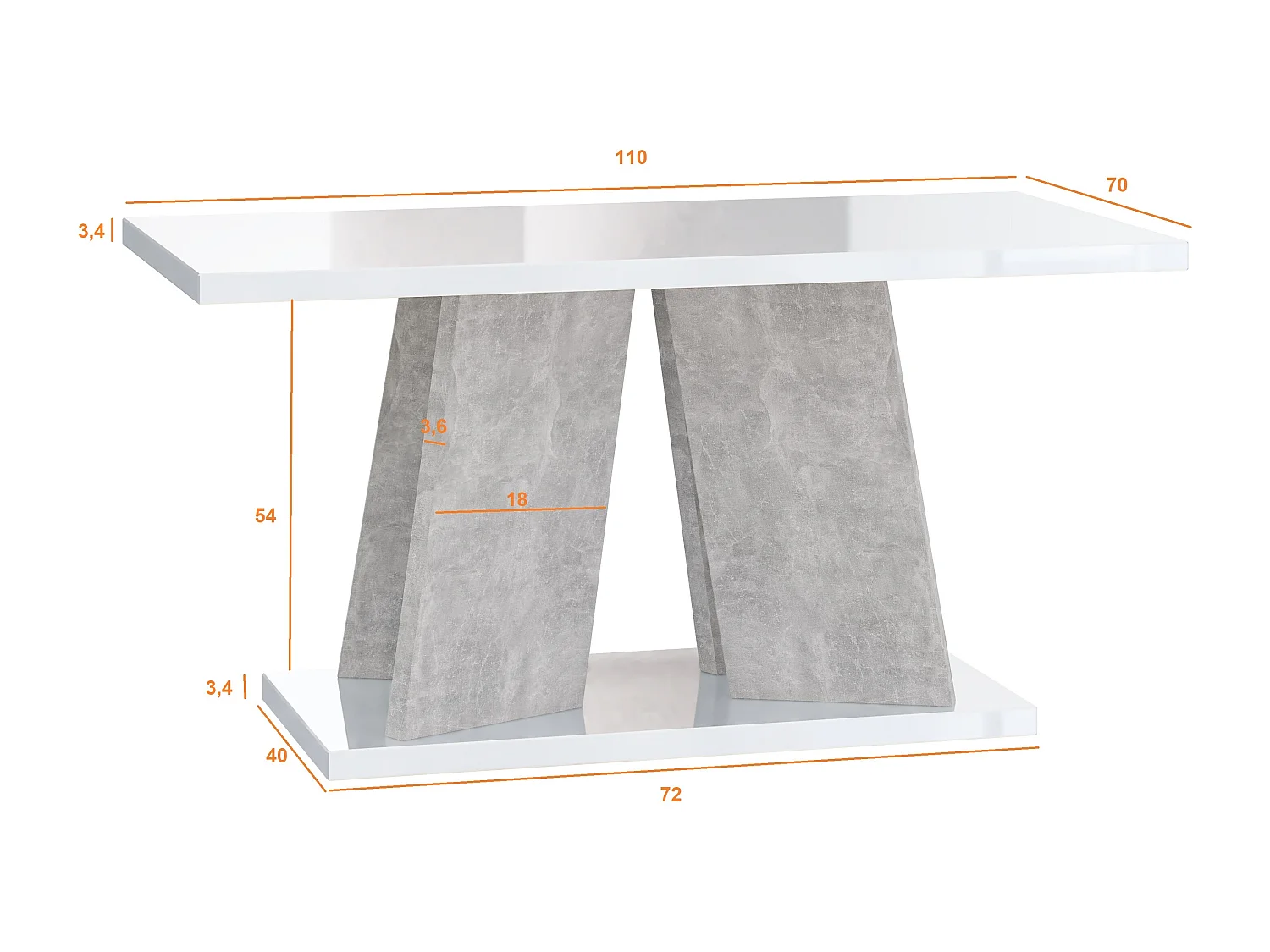 Muro ława biały połysk beton