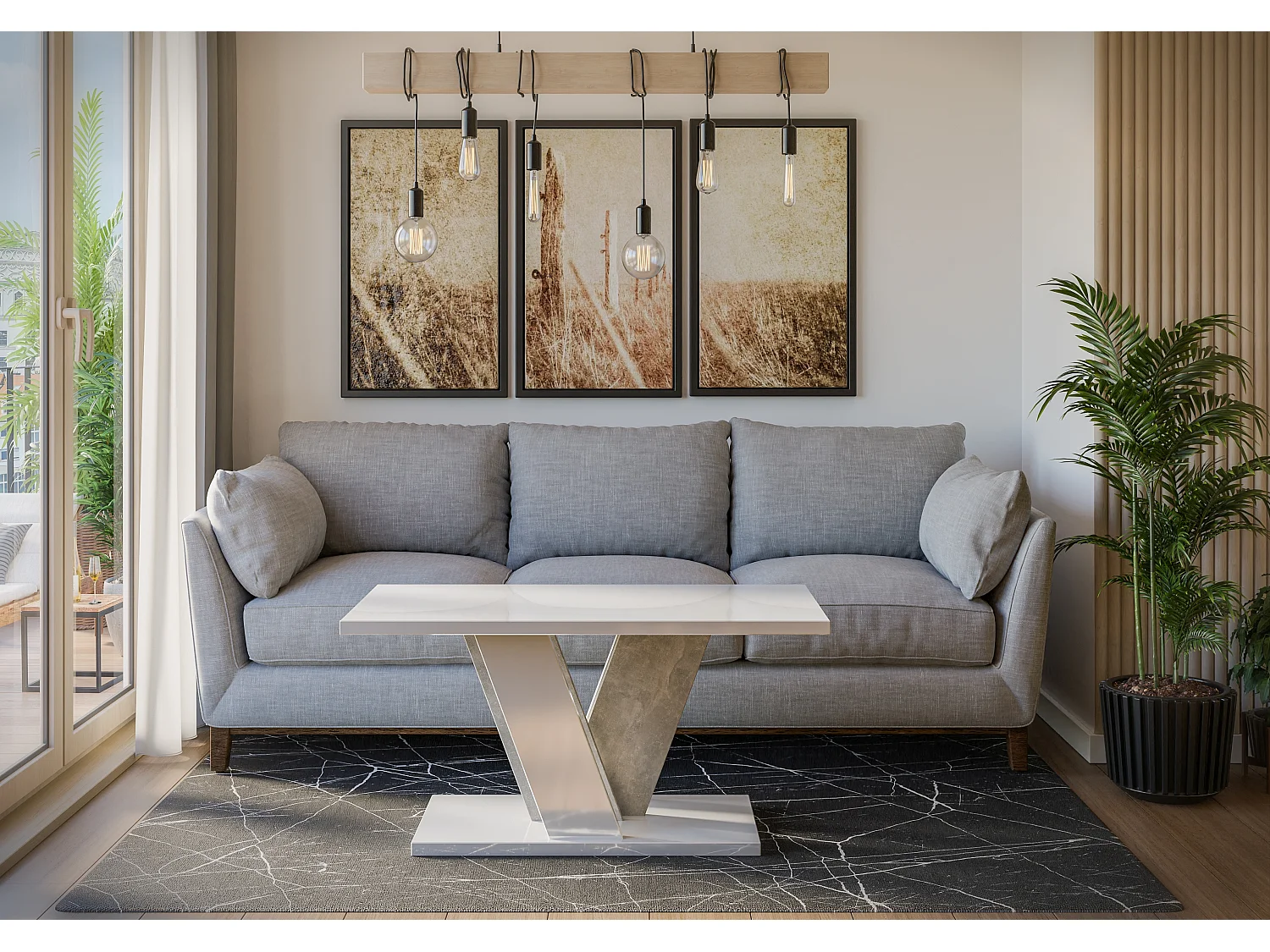 Nevi ława biały połysk beton