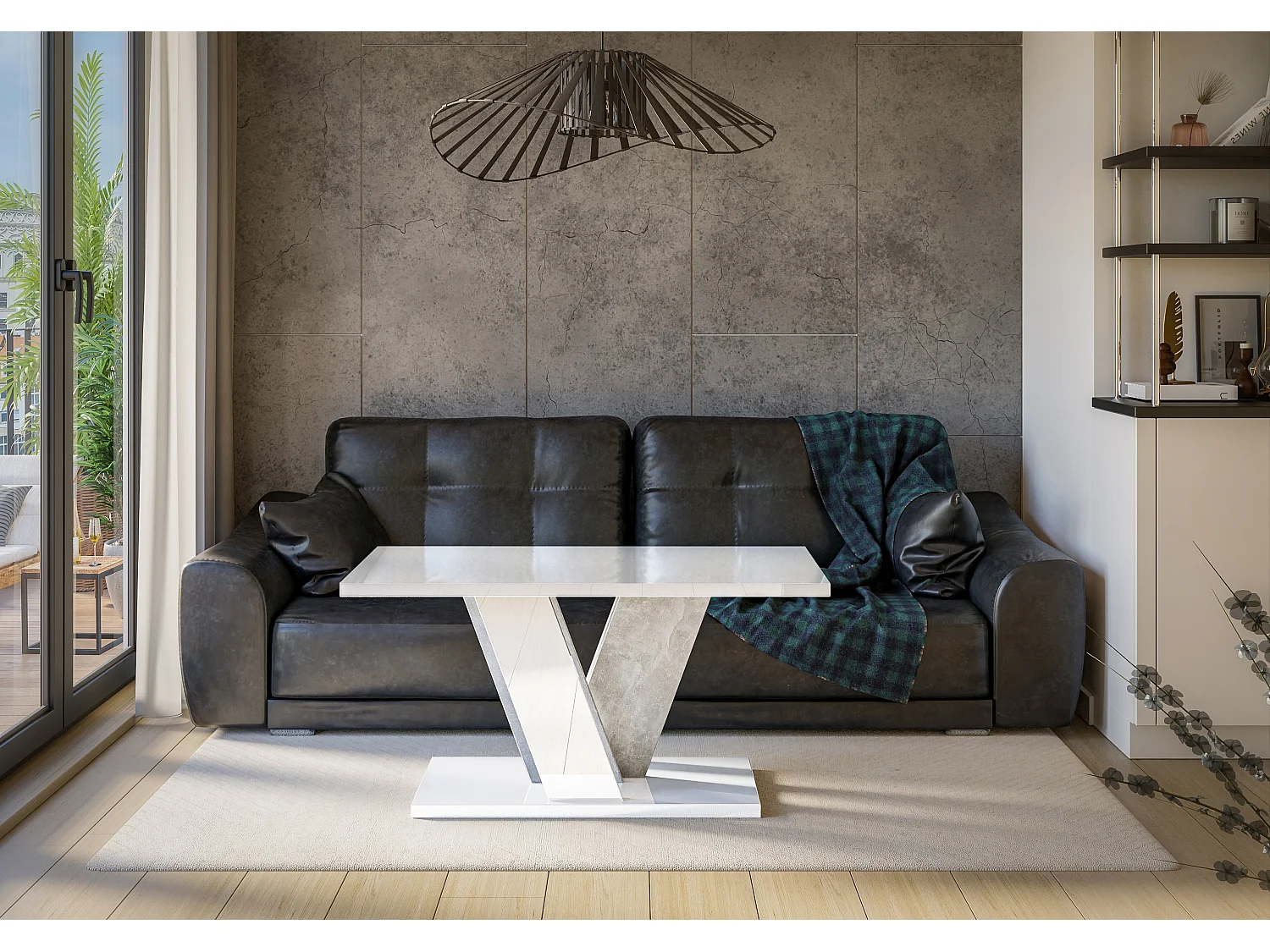 Nevi ława biały połysk beton