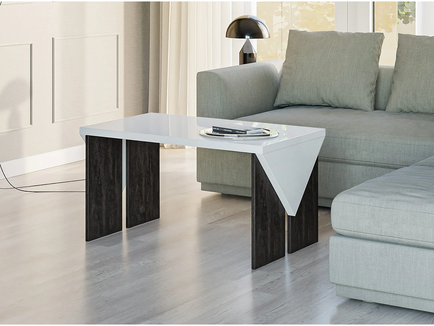 Trop ława biały połysk/K353 Charcoal Flow