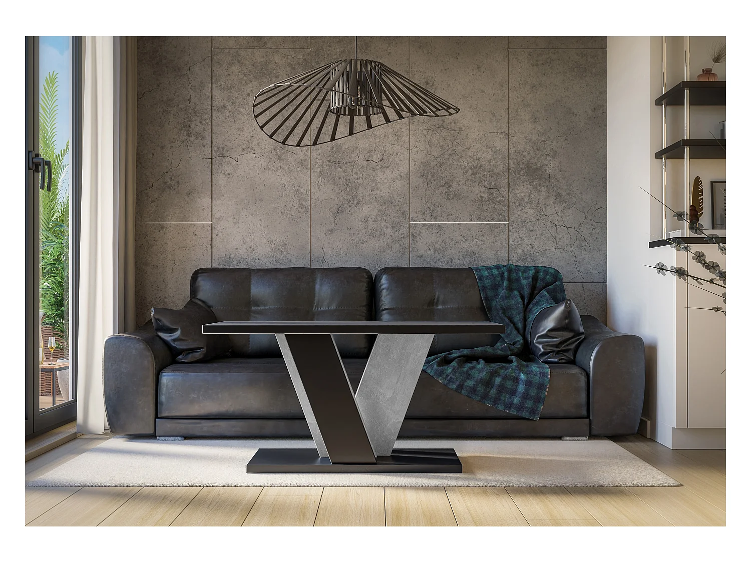 Nevi ława czarny połysk beton