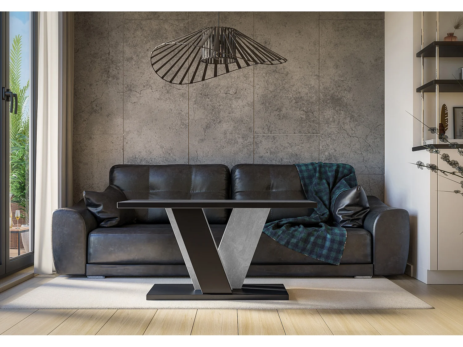 Nevi ława czarny połysk beton