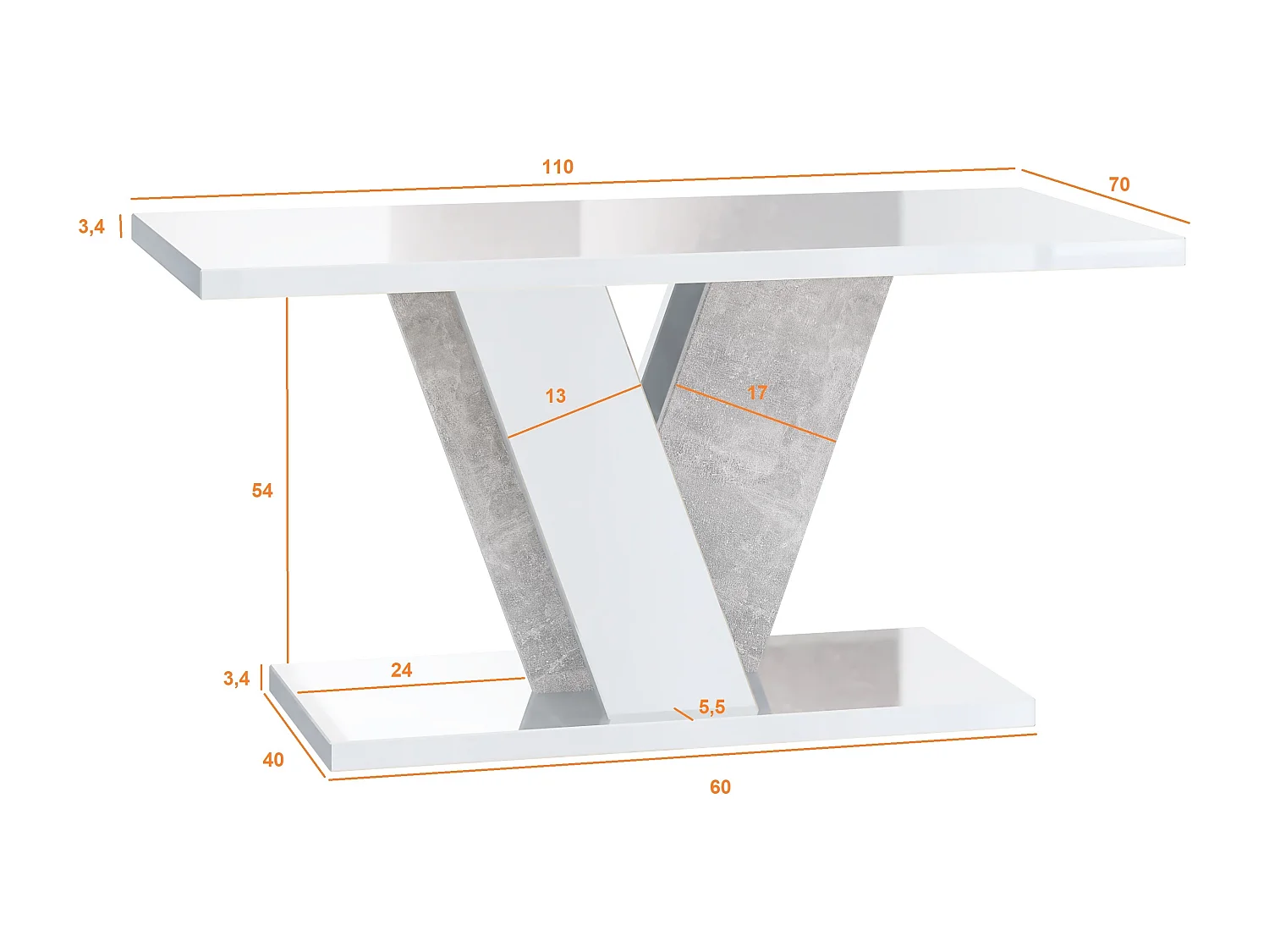 Nevi ława czarny połysk beton