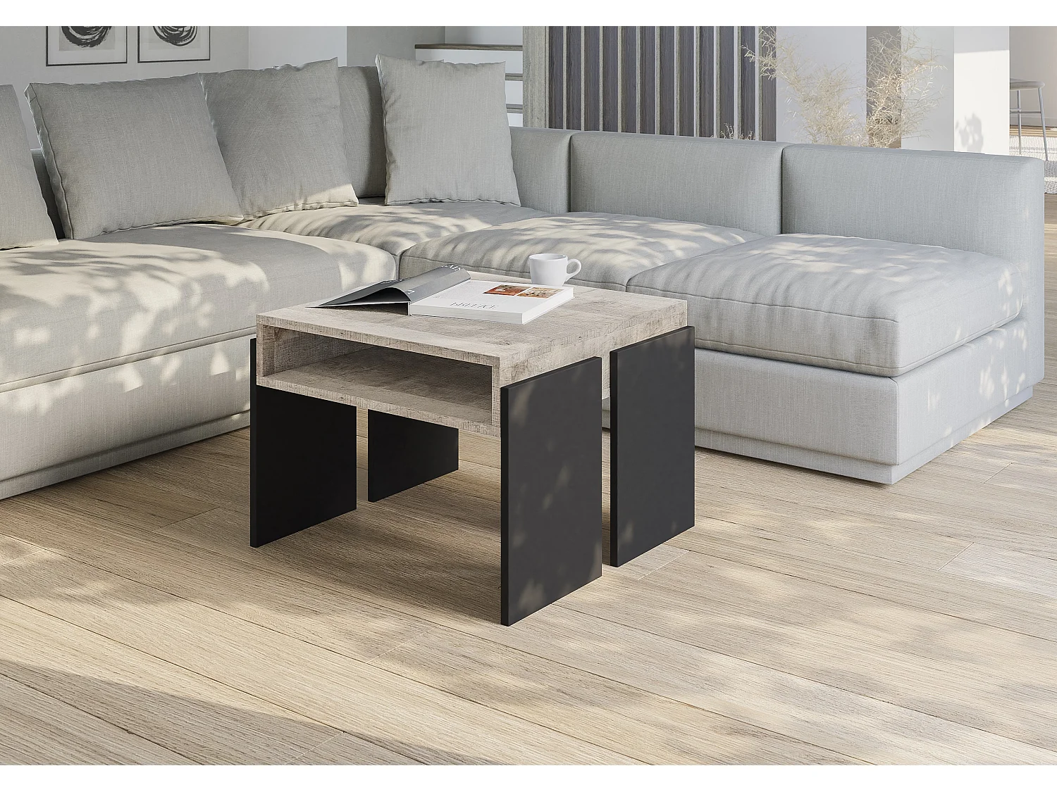 Umba mini ława K355 Platinum Grange Oak/czarny