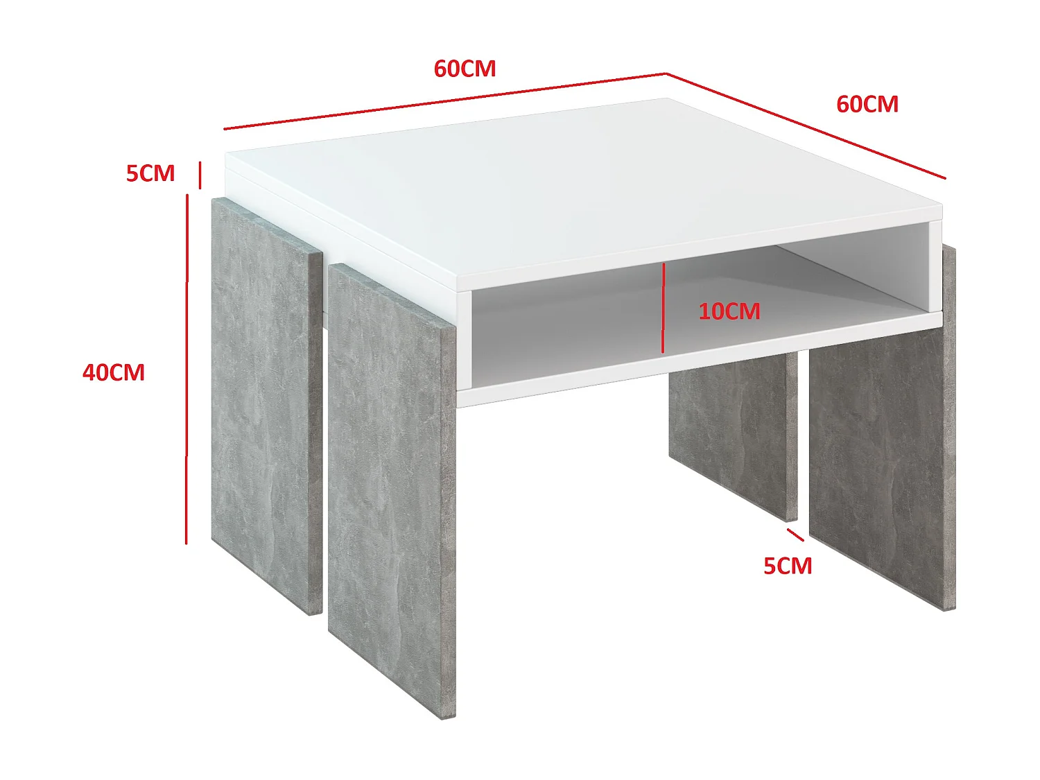 Umba mini ława biały mat/beton