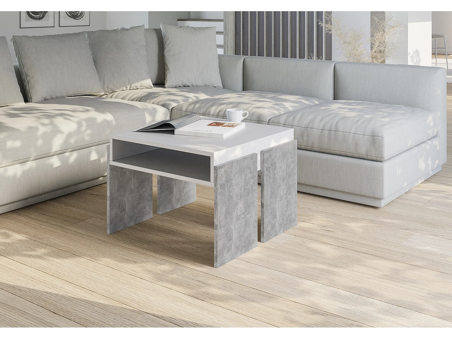 Umba mini ława biały mat/beton